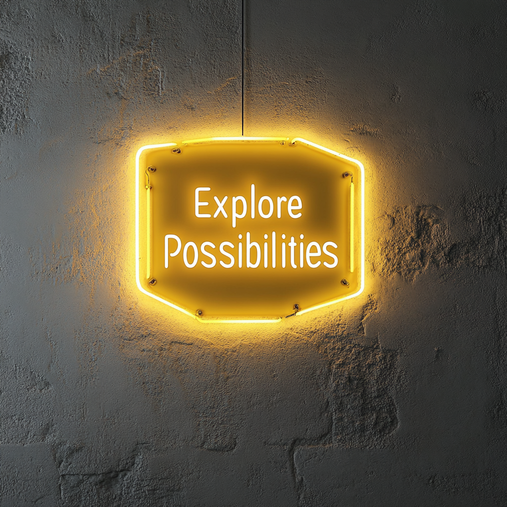 "Explore the Possibilities" - Yellow Neon Sign, 24 Inches