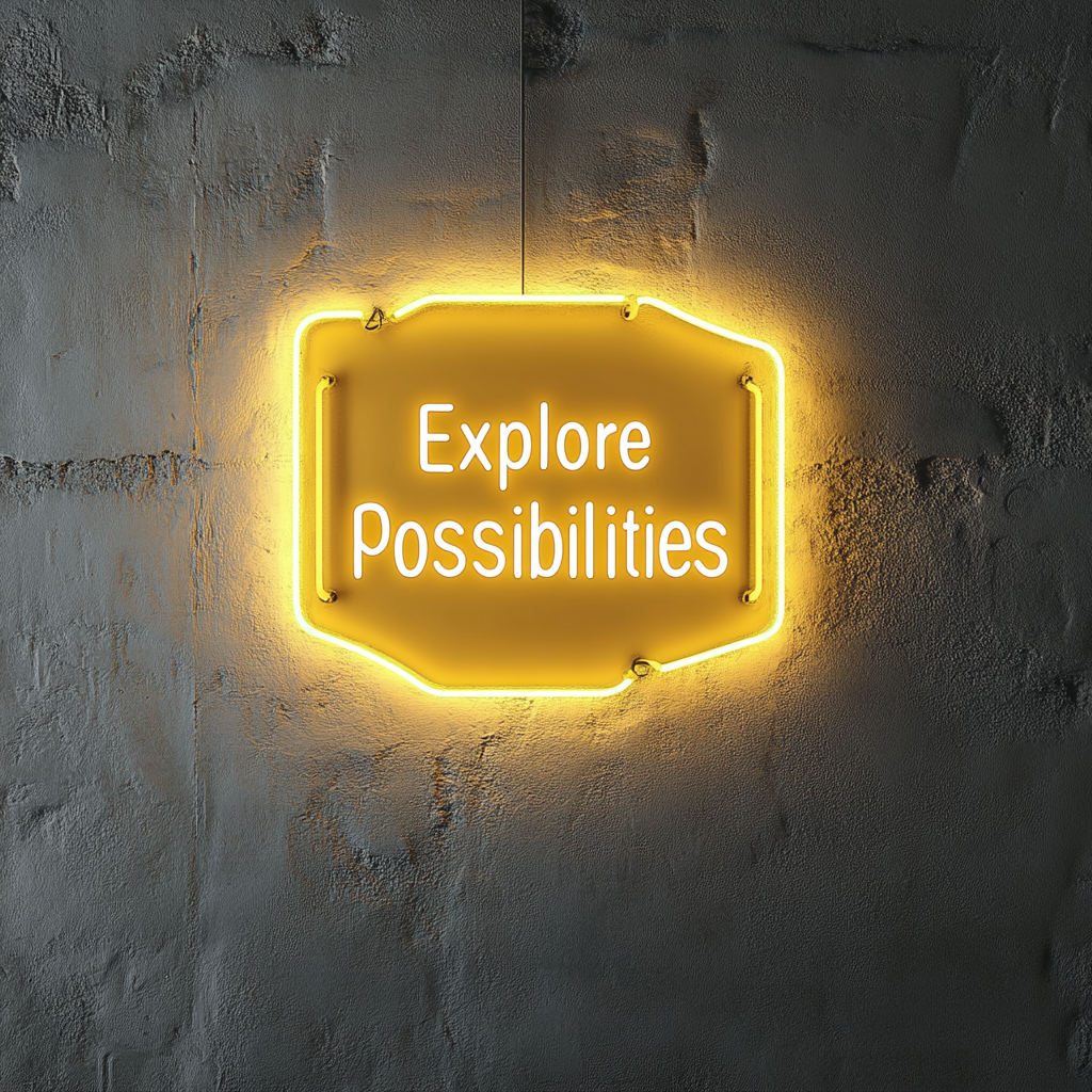 "Explore the Possibilities" - Yellow Neon Sign, 24 Inches