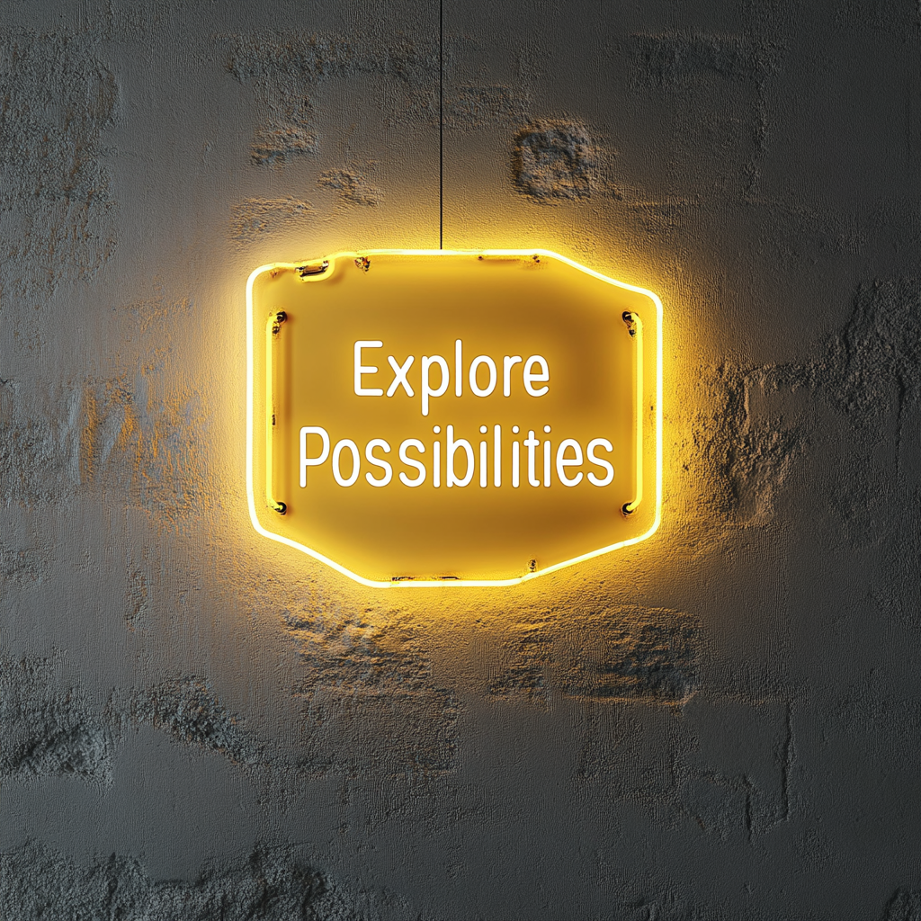 "Explore the Possibilities" - Yellow Neon Sign, 24 Inches