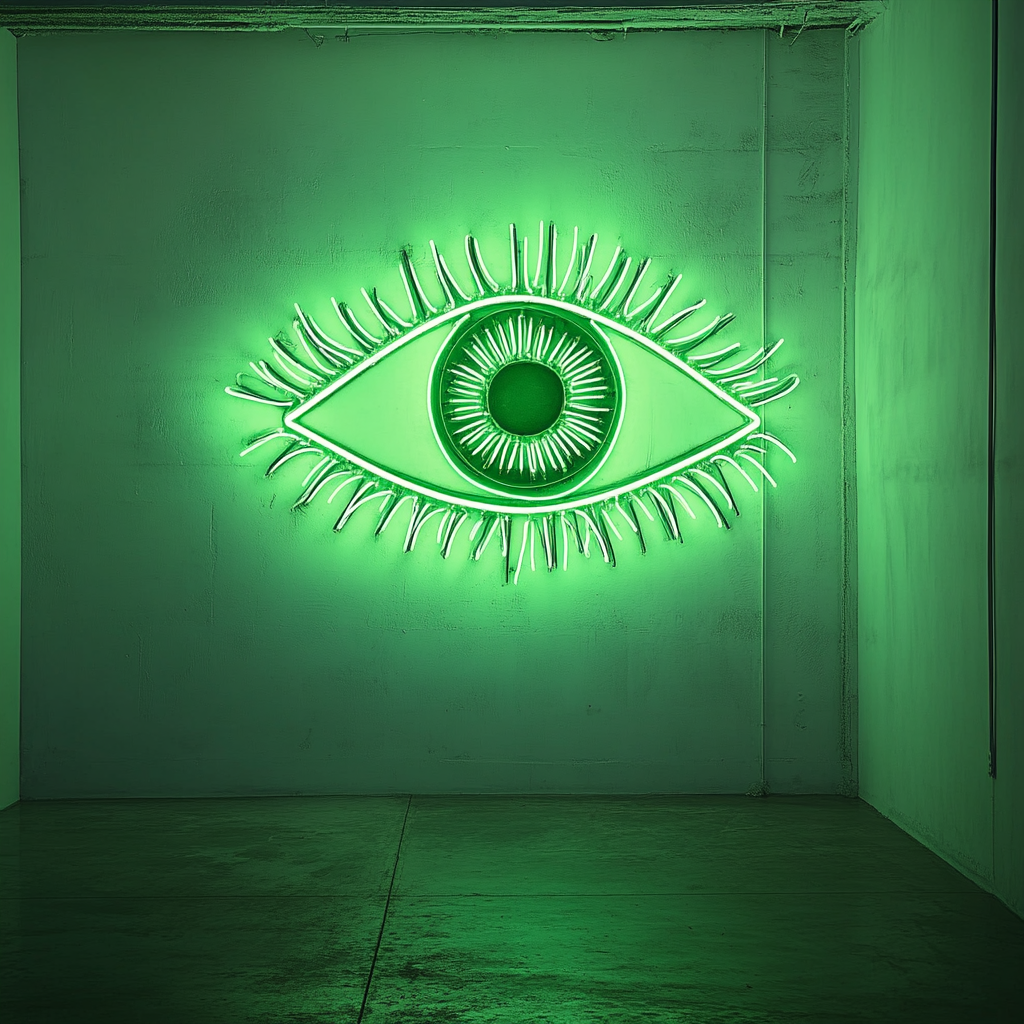 Eye with Eyelashes - Green Neon Sign, 24 Inches