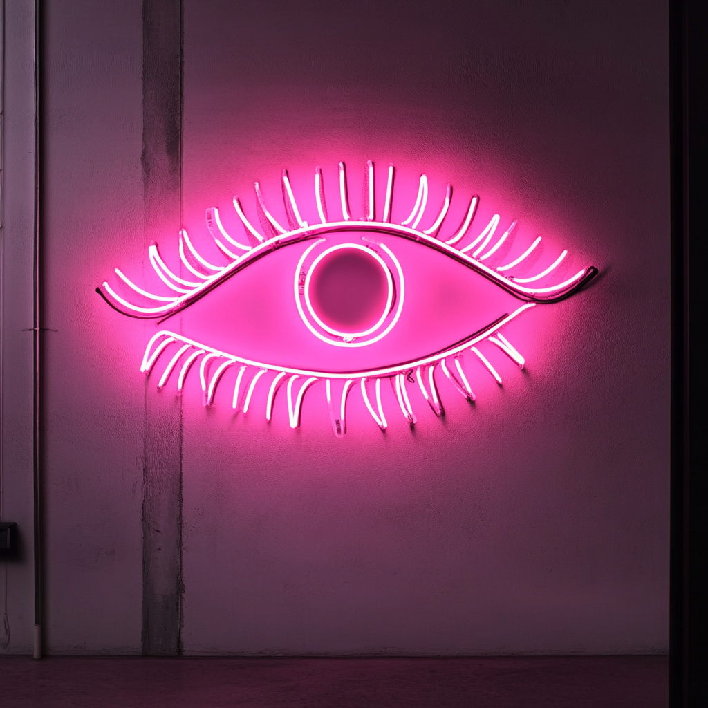 Eye with Eyelashes - Pink Neon Sign, 24 Inches