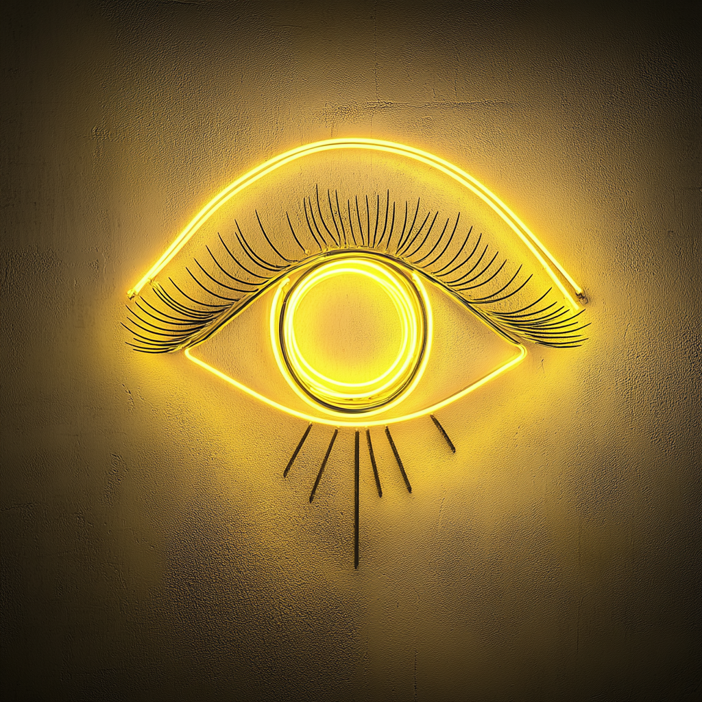 Eye with Eyelashes - Yellow Neon Sign, 24 Inches