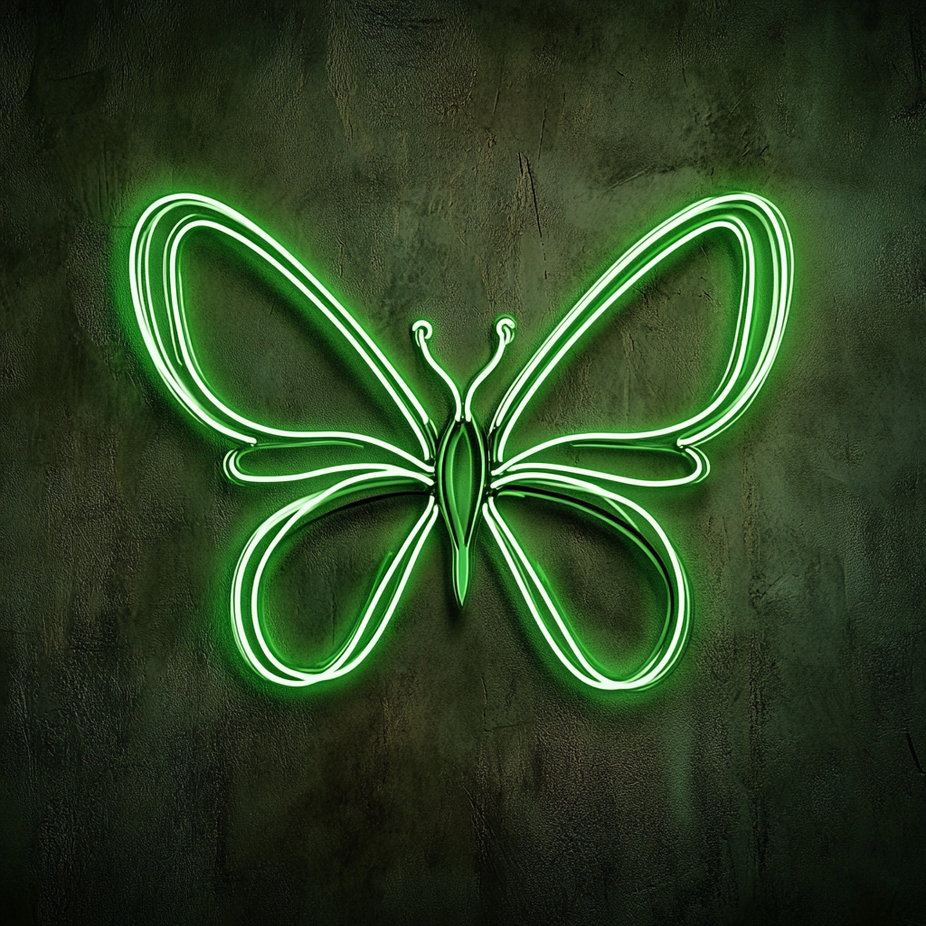 Fairy Wings - Green Neon Sign, 24 Inches
