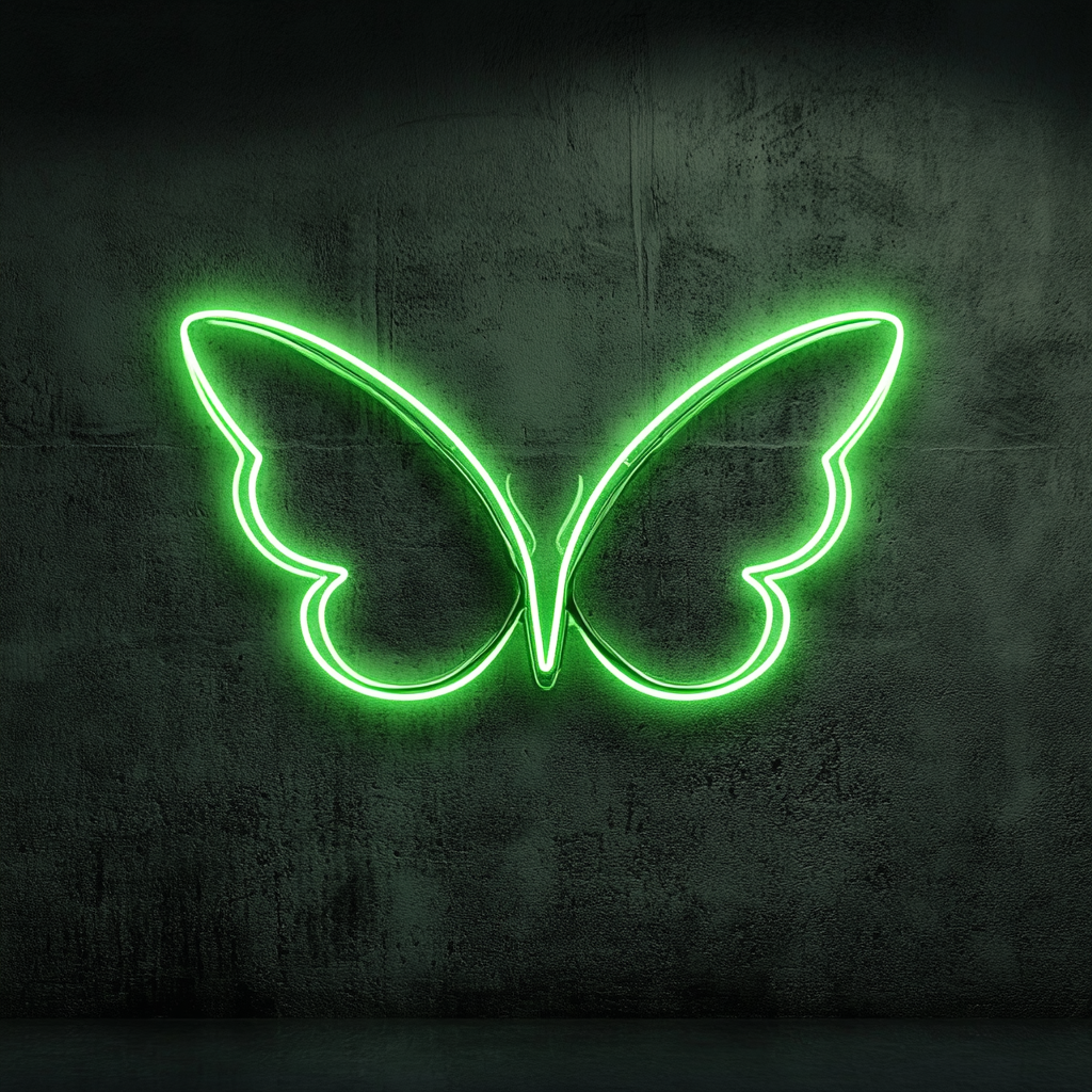 Fairy Wings - Green Neon Sign, 24 Inches