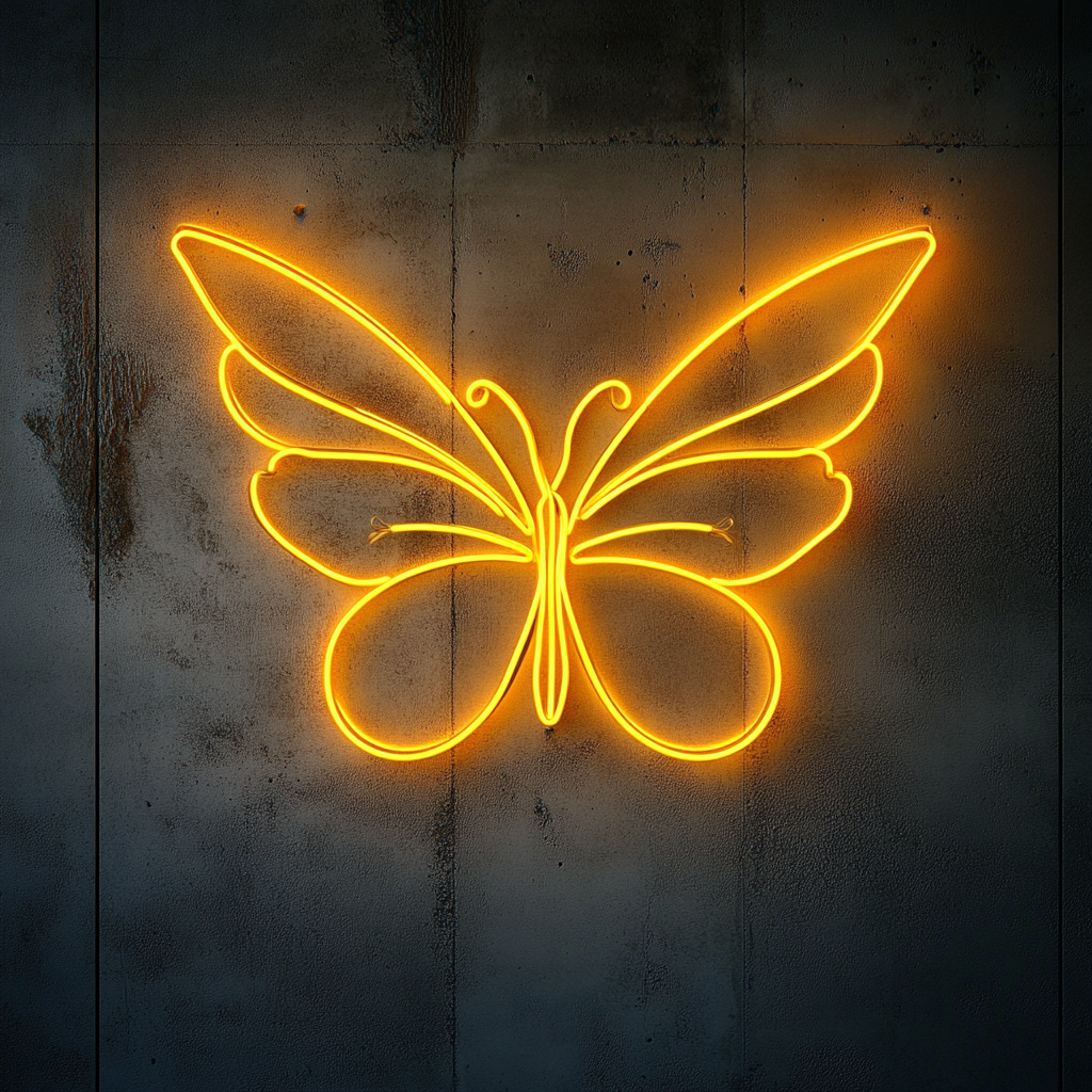 Fairy Wings - Yellow Neon Sign, 24 Inches