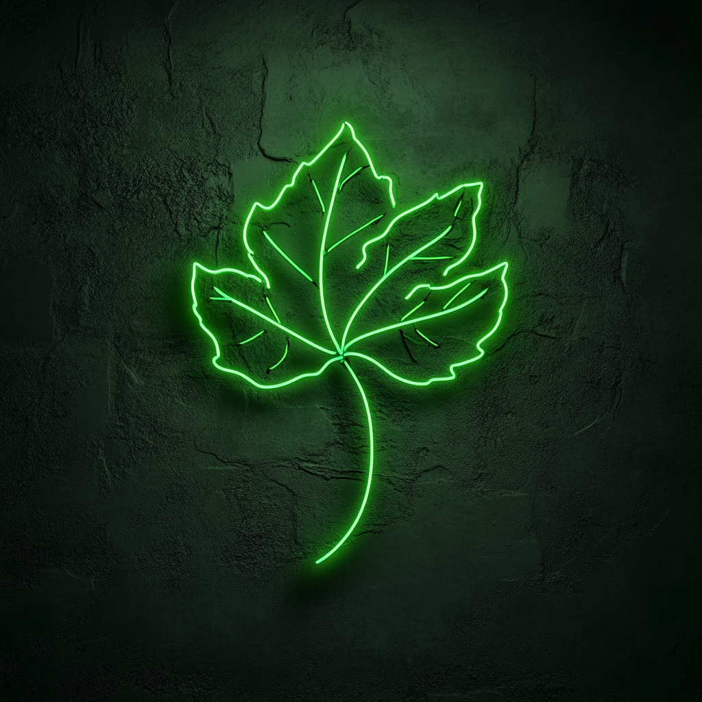 Falling Leaves - Green Neon Sign, 24 Inches