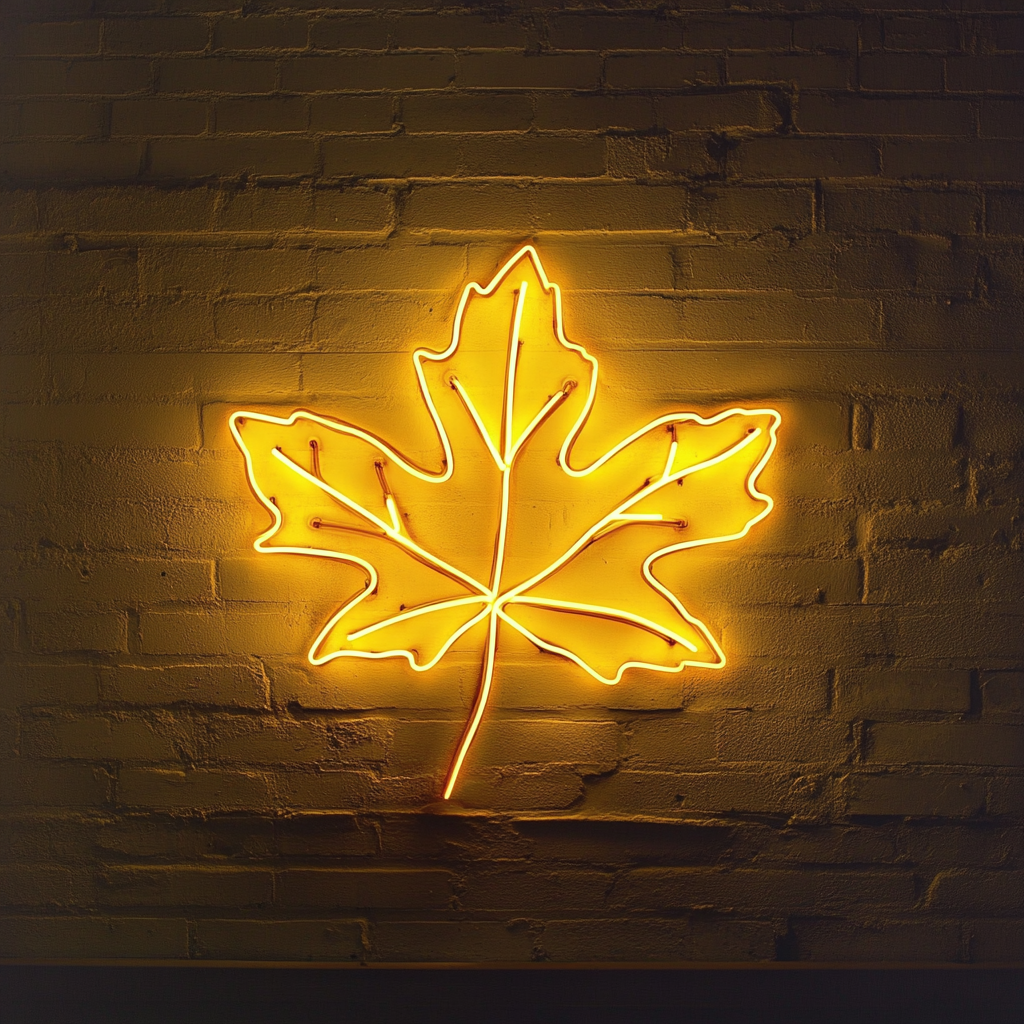 Falling Leaves - Yellow Neon Sign, 18 Inches