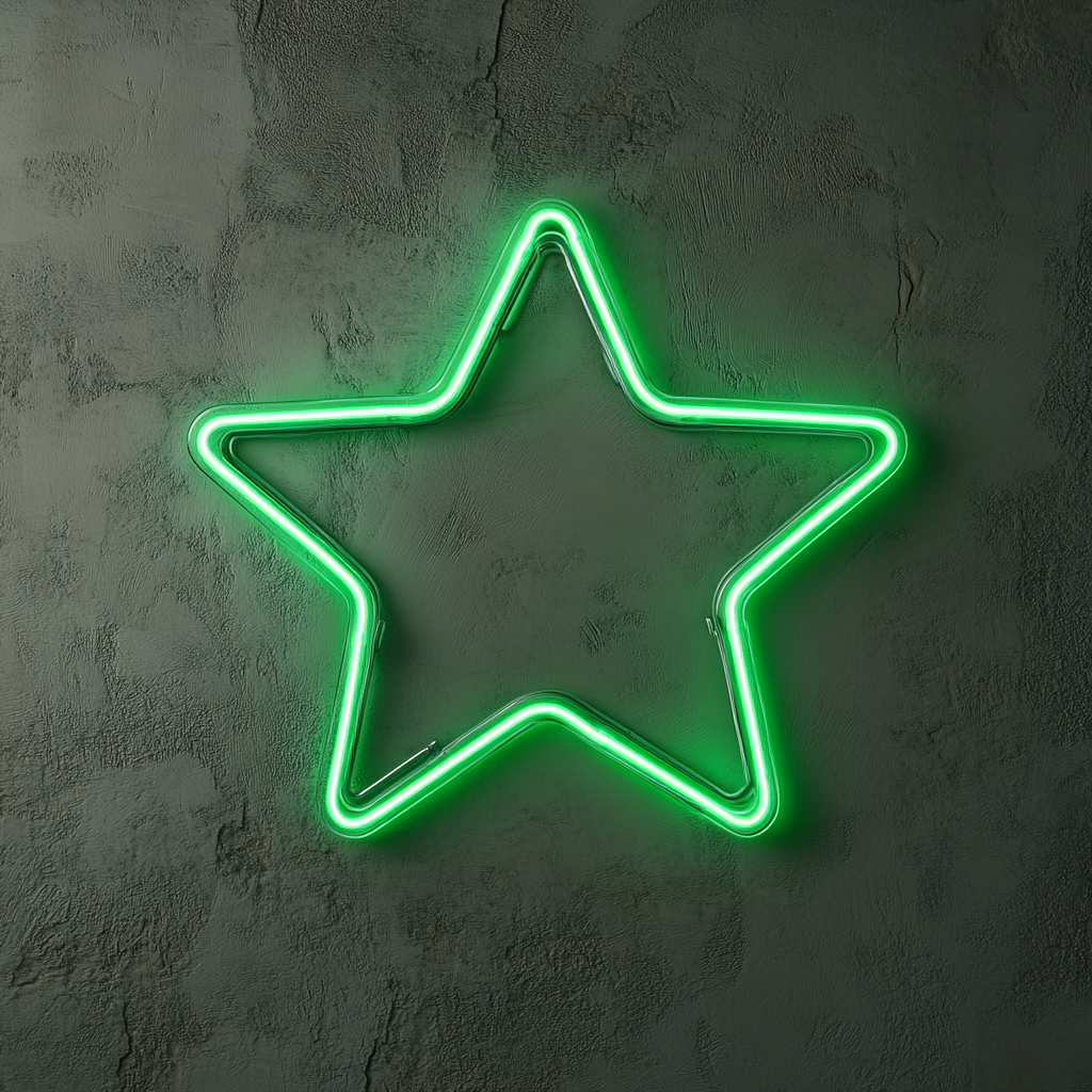 Falling Star - Green Neon Sign, 18 Inches