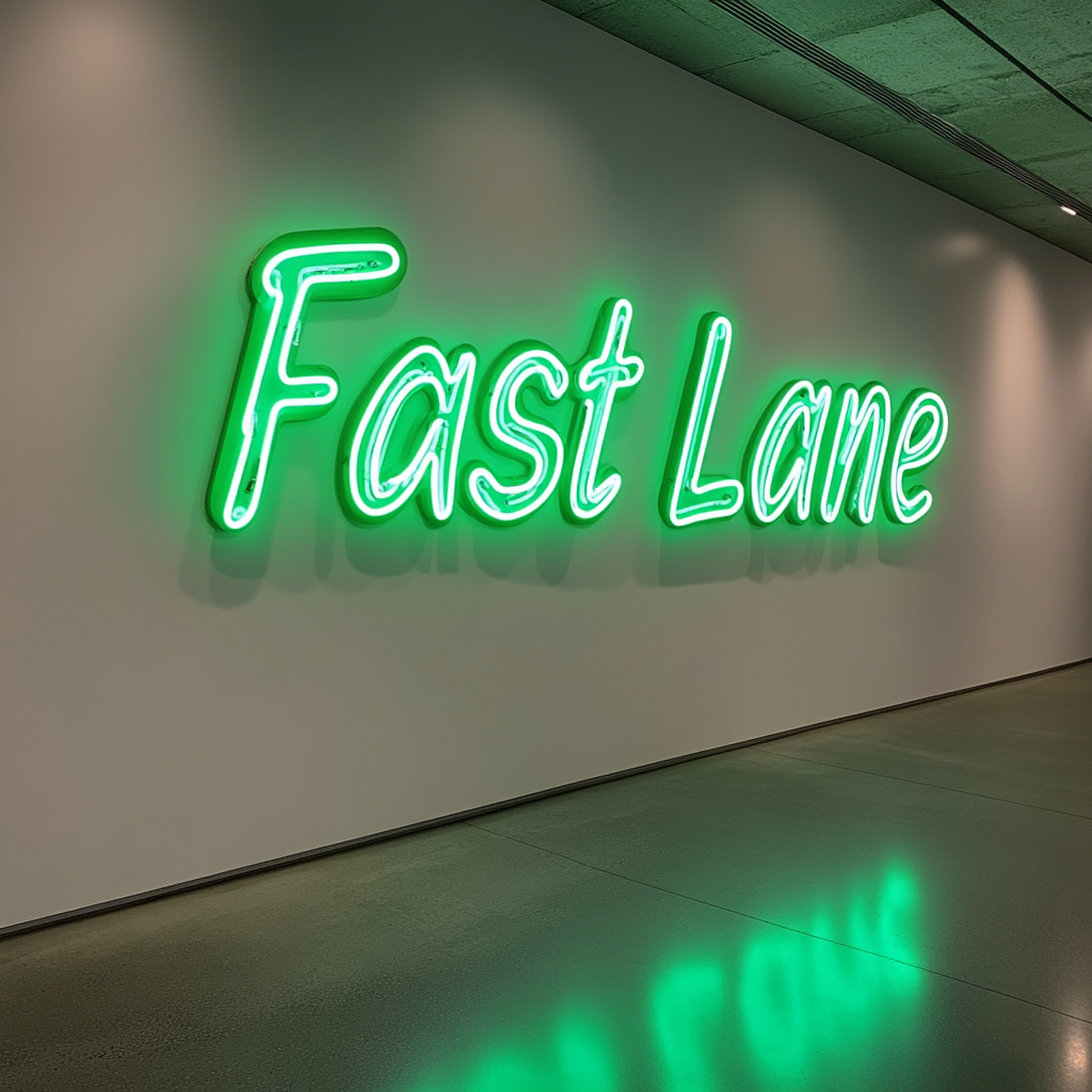 "Fast Lane" - Green Neon Sign, 24 Inches
