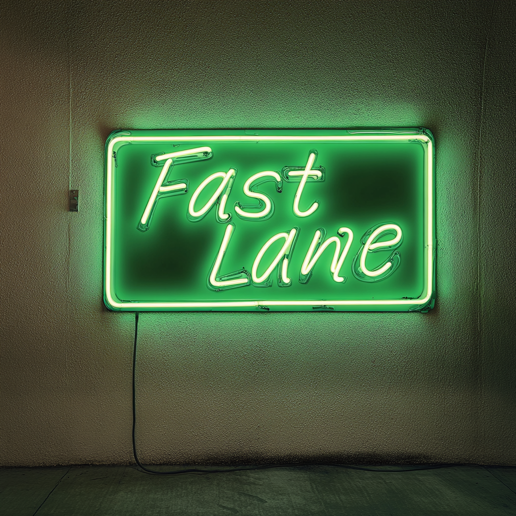 "Fast Lane" - Green Neon Sign, 24 Inches