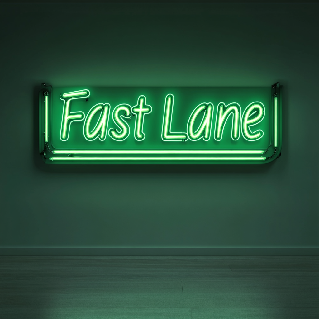 "Fast Lane" - Green Neon Sign, 24 Inches