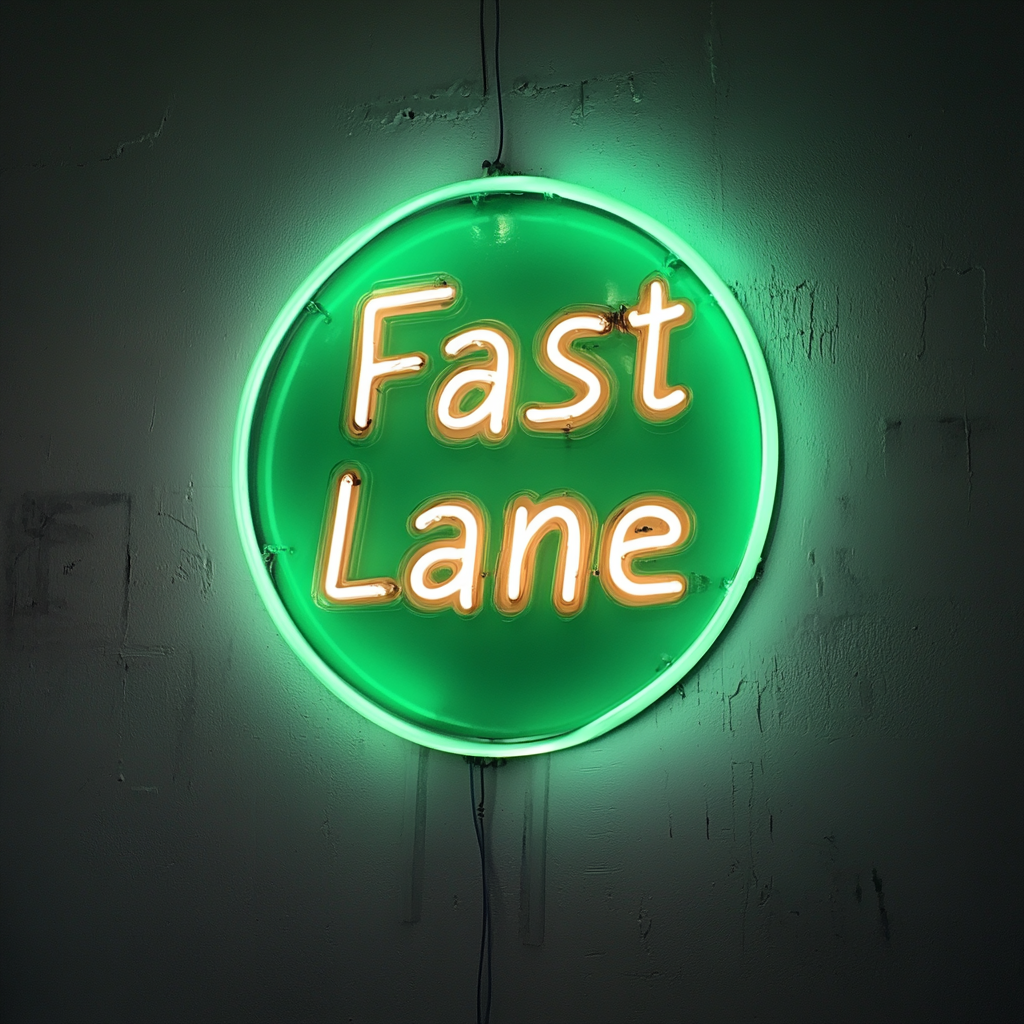 "Fast Lane" - Green Neon Sign, 24 Inches