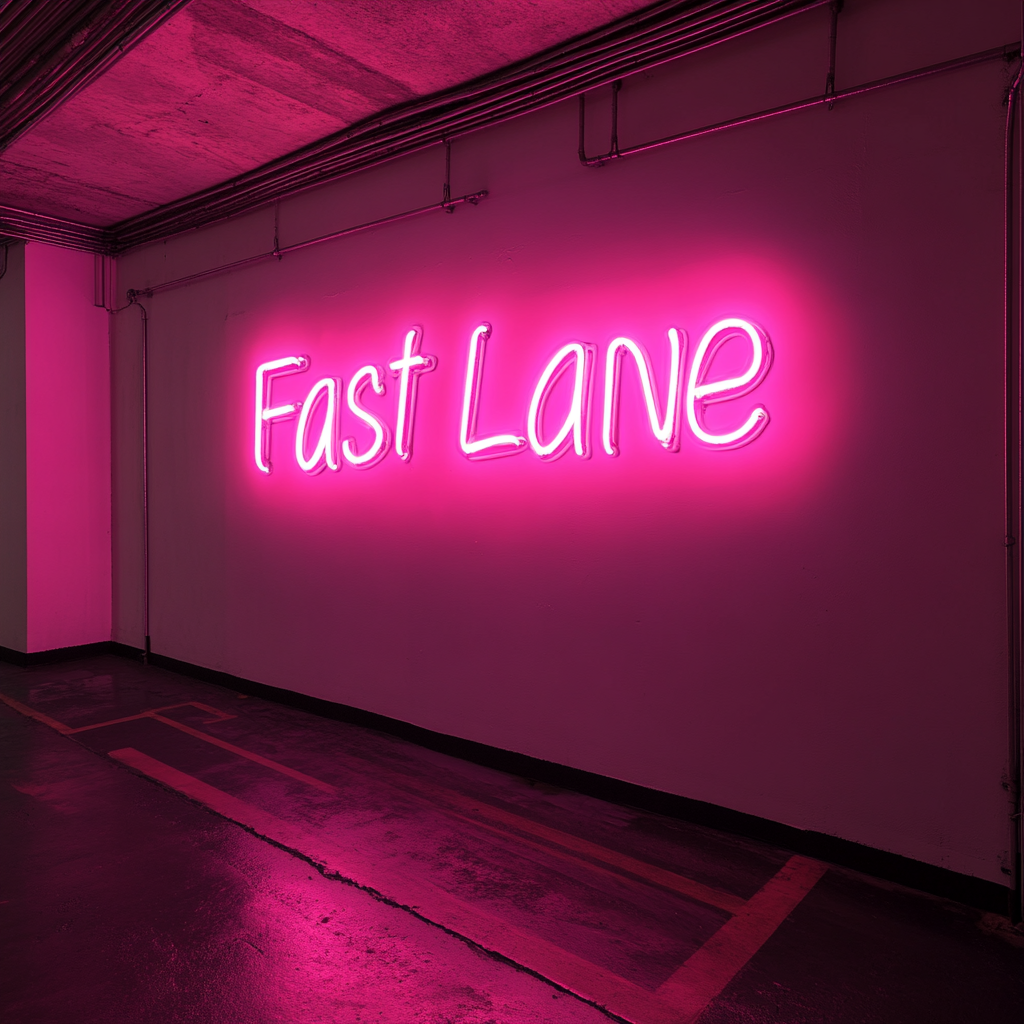 "Fast Lane" - Pink Neon Sign, 24 Inches