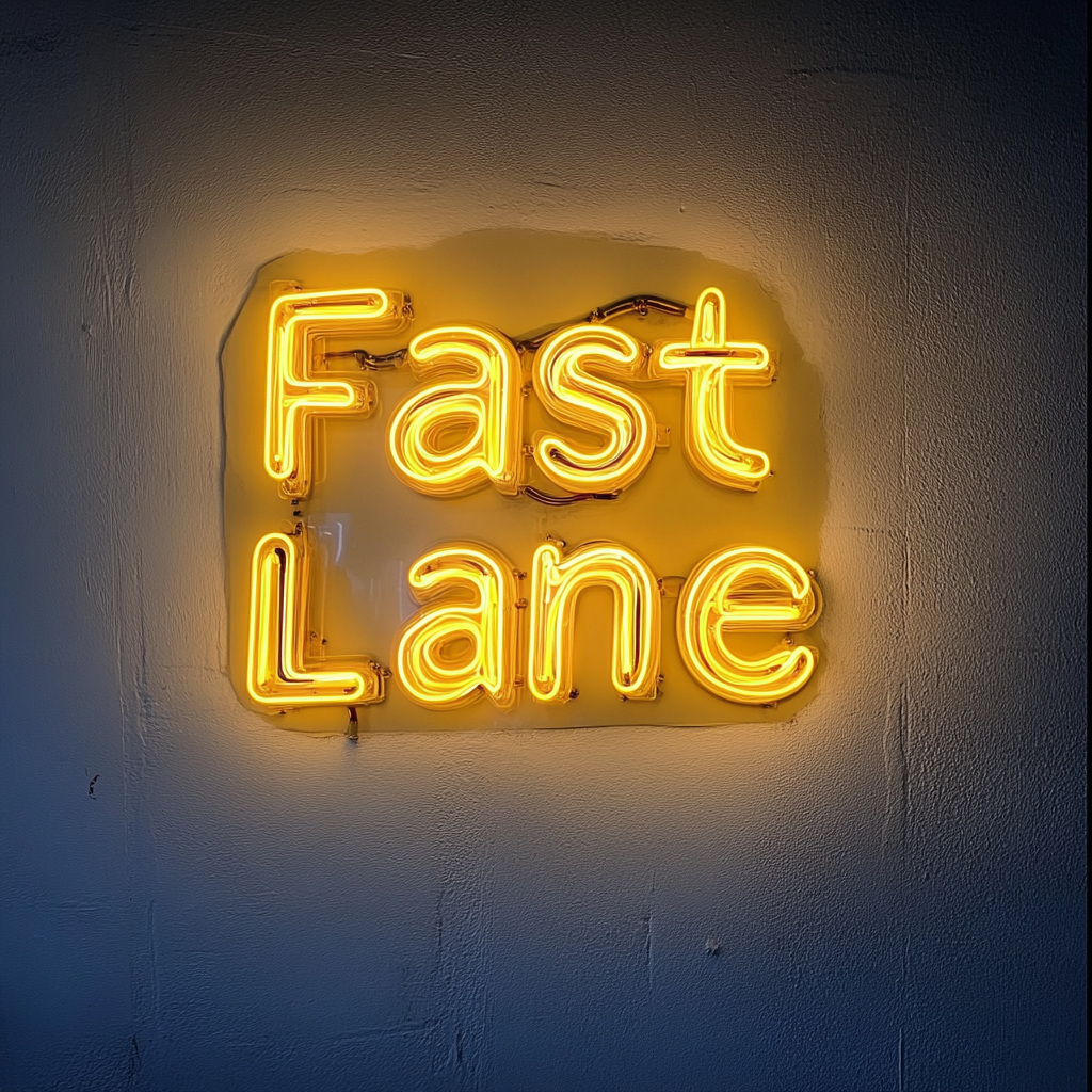 "Fast Lane" - Yellow Neon Sign, 24 Inches