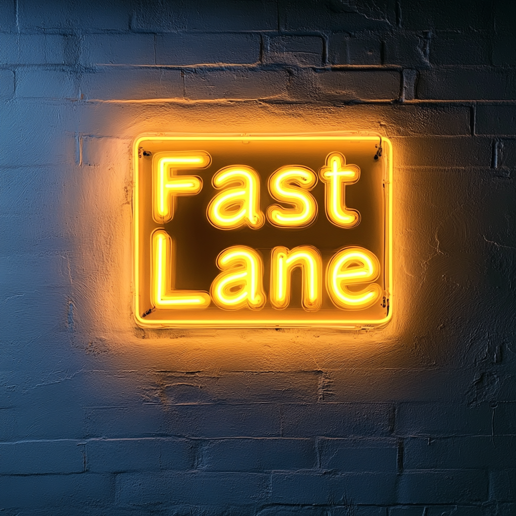 "Fast Lane" - Yellow Neon Sign, 24 Inches