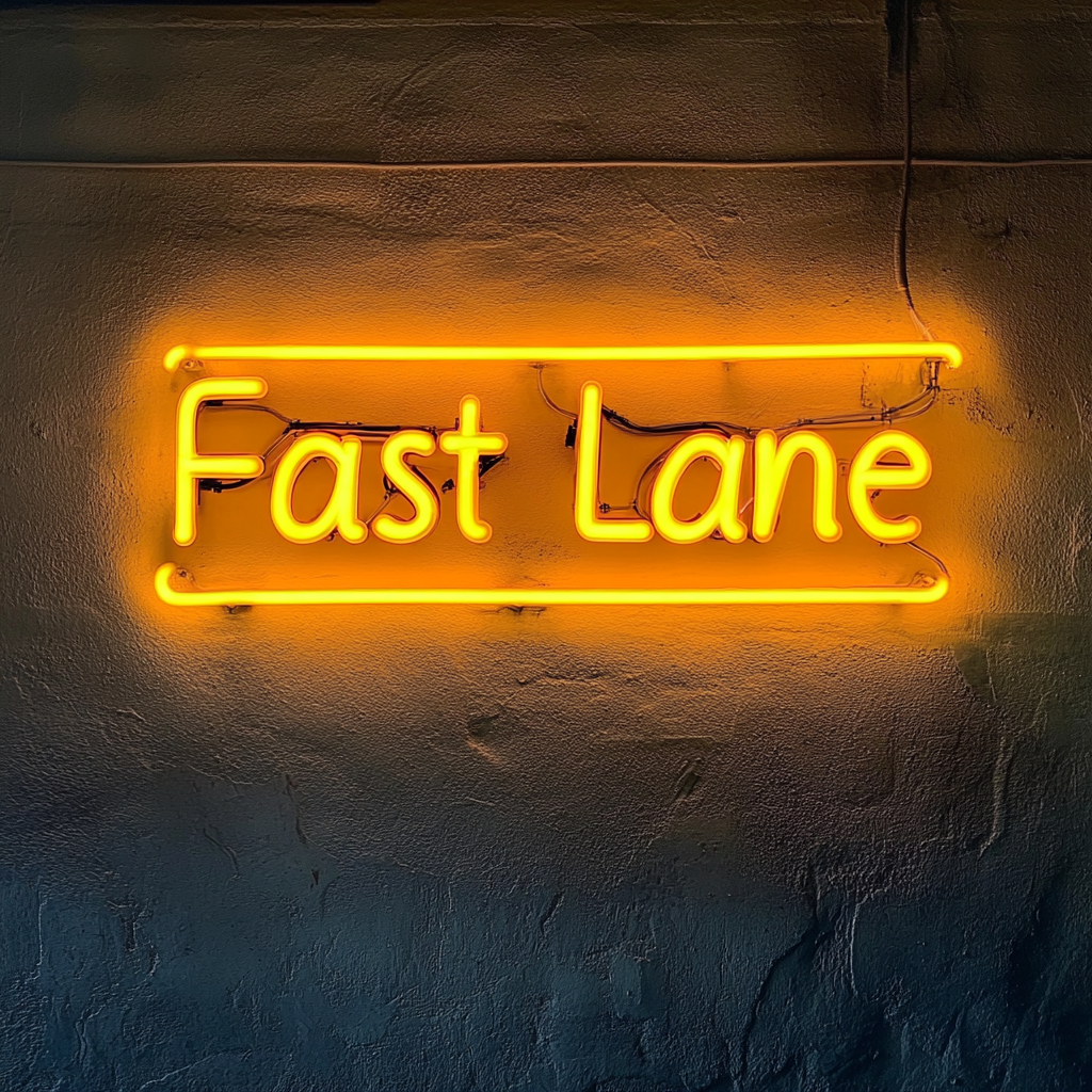 "Fast Lane" - Yellow Neon Sign, 24 Inches