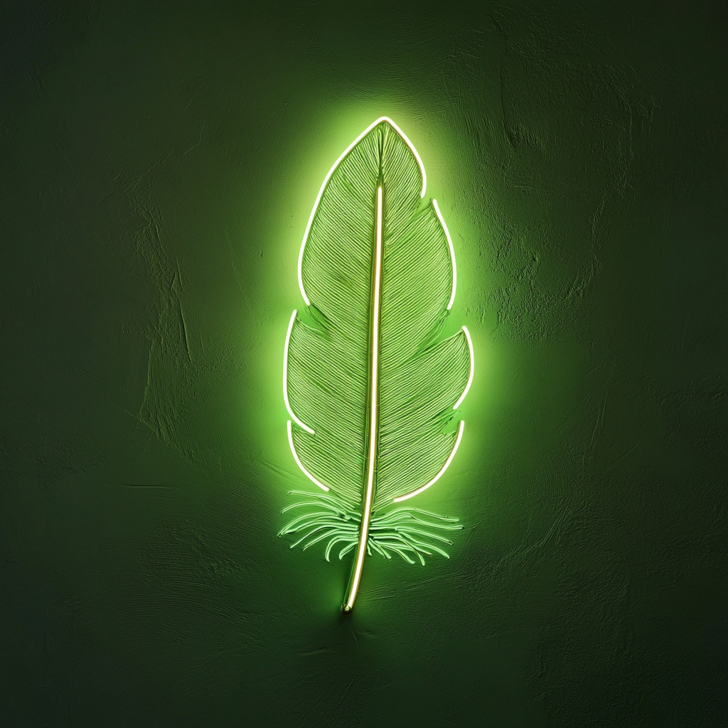 Feather - Green Neon Sign, 24 Inches