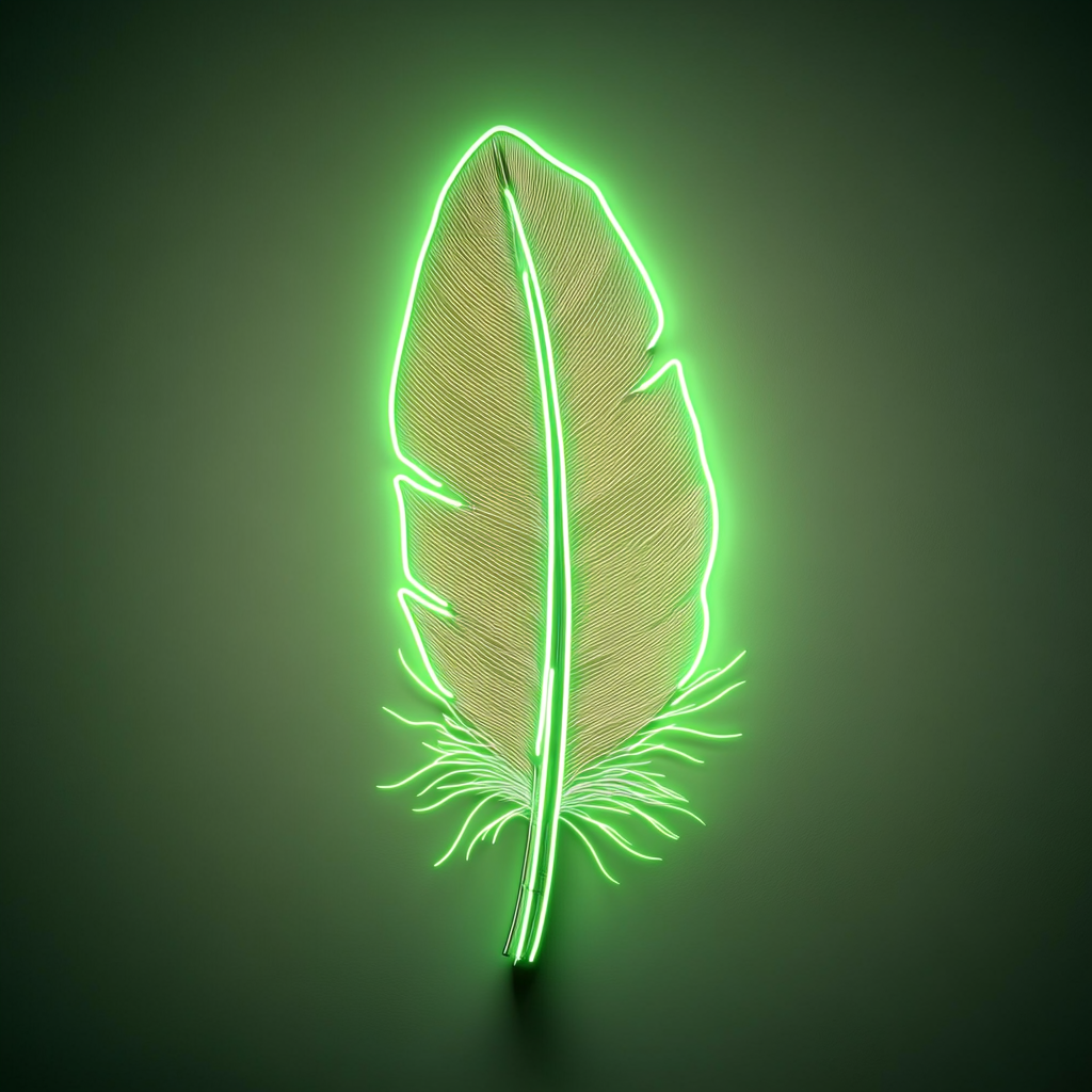 Feather - Green Neon Sign, 24 Inches