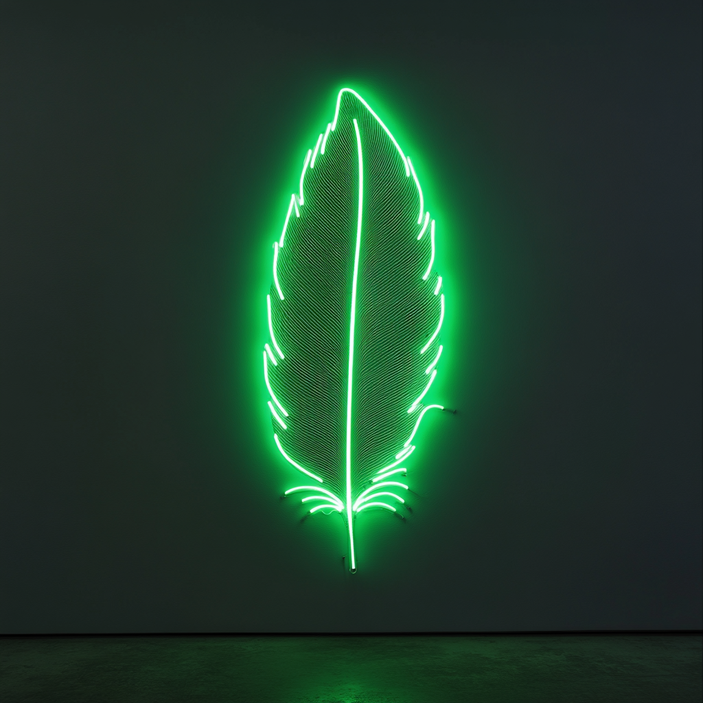 Feather - Green Neon Sign, 24 Inches