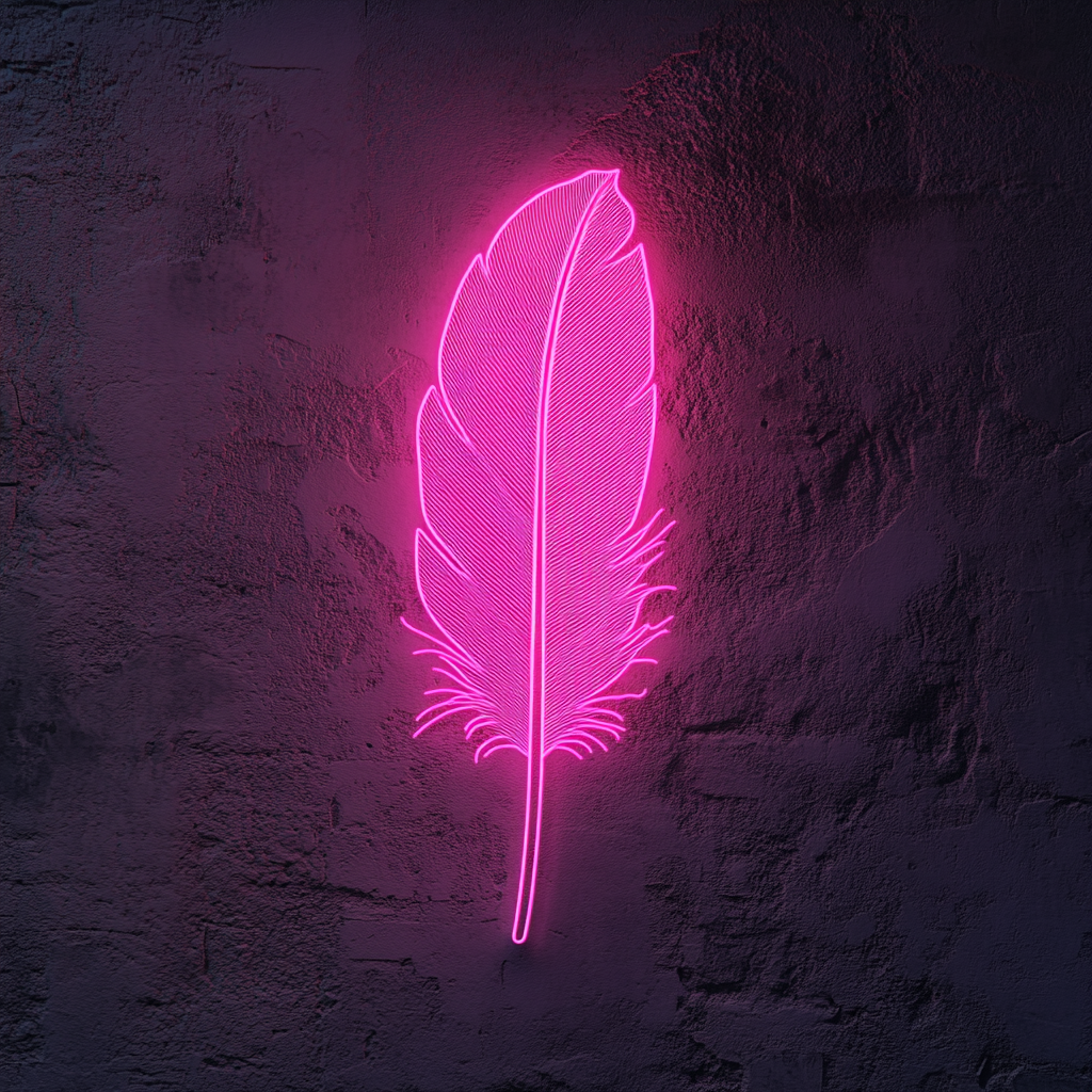 Feather - Pink Neon Sign, 24 Inches