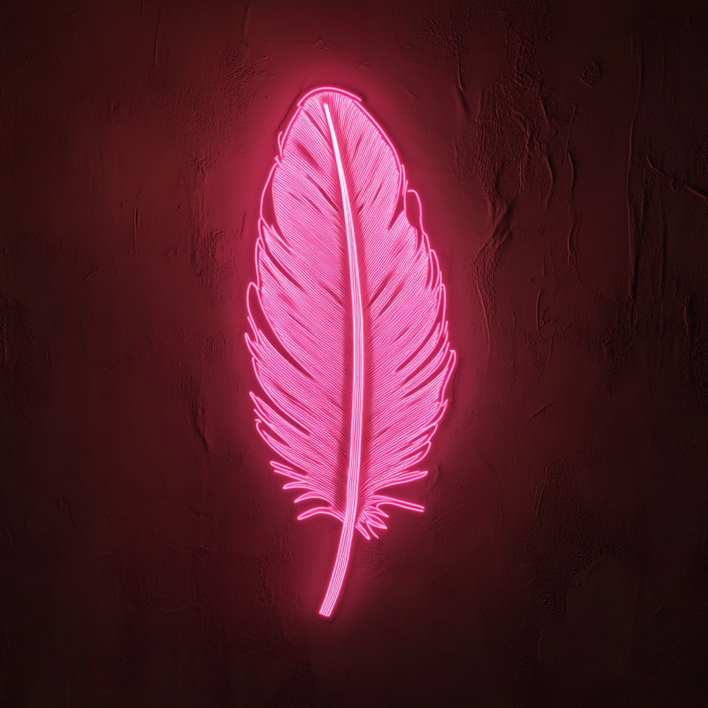 Feather - Pink Neon Sign, 18 Inches