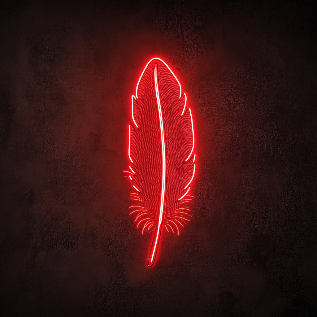 Feather - Red Neon Sign, 18 Inches