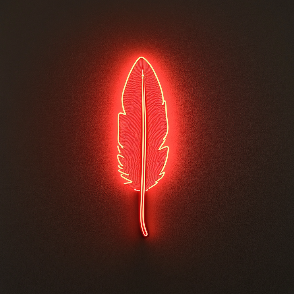 Feather - Red Neon Sign, 18 Inches