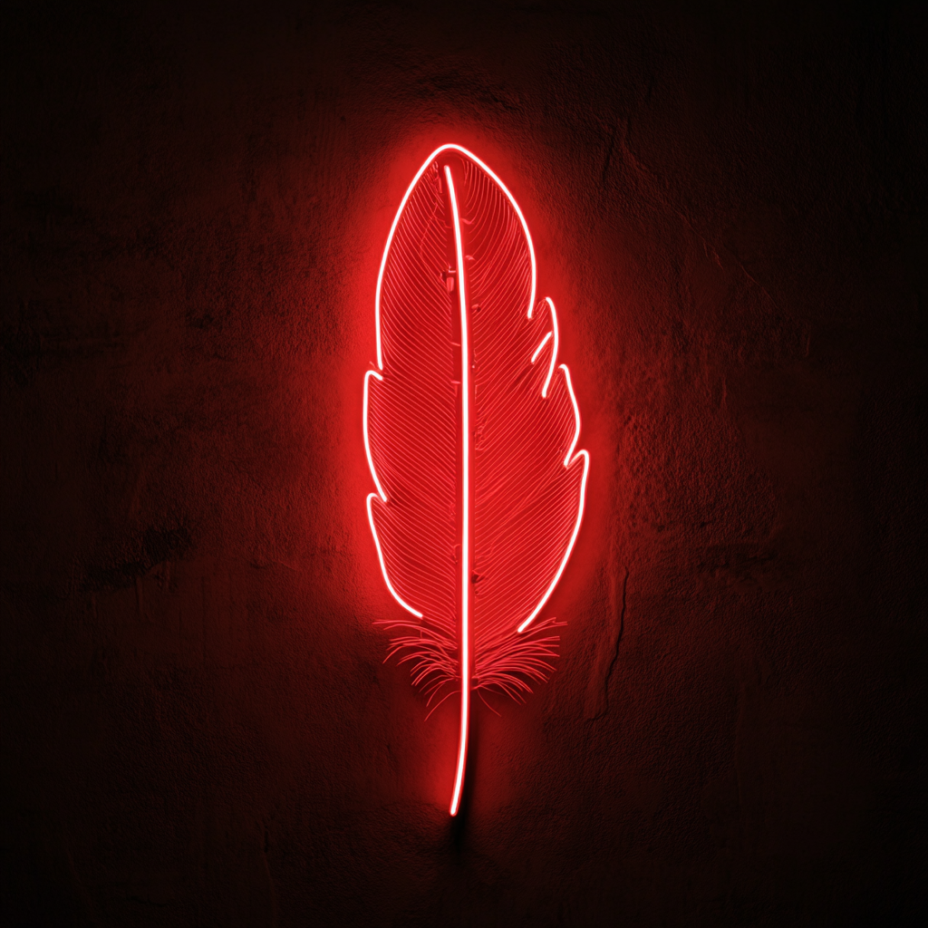 Feather - Red Neon Sign, 24 Inches