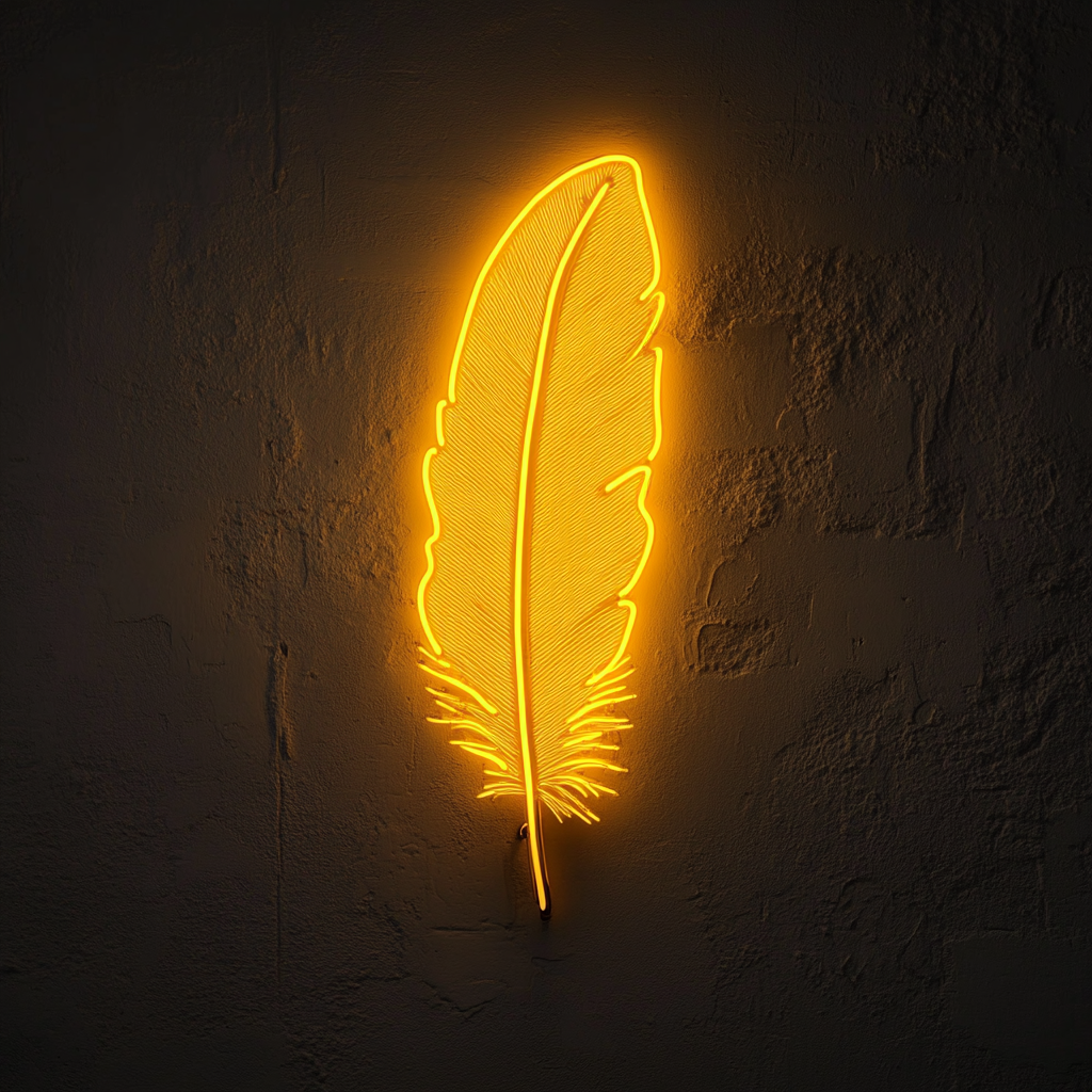 Feather - Yellow Neon Sign, 24 Inches