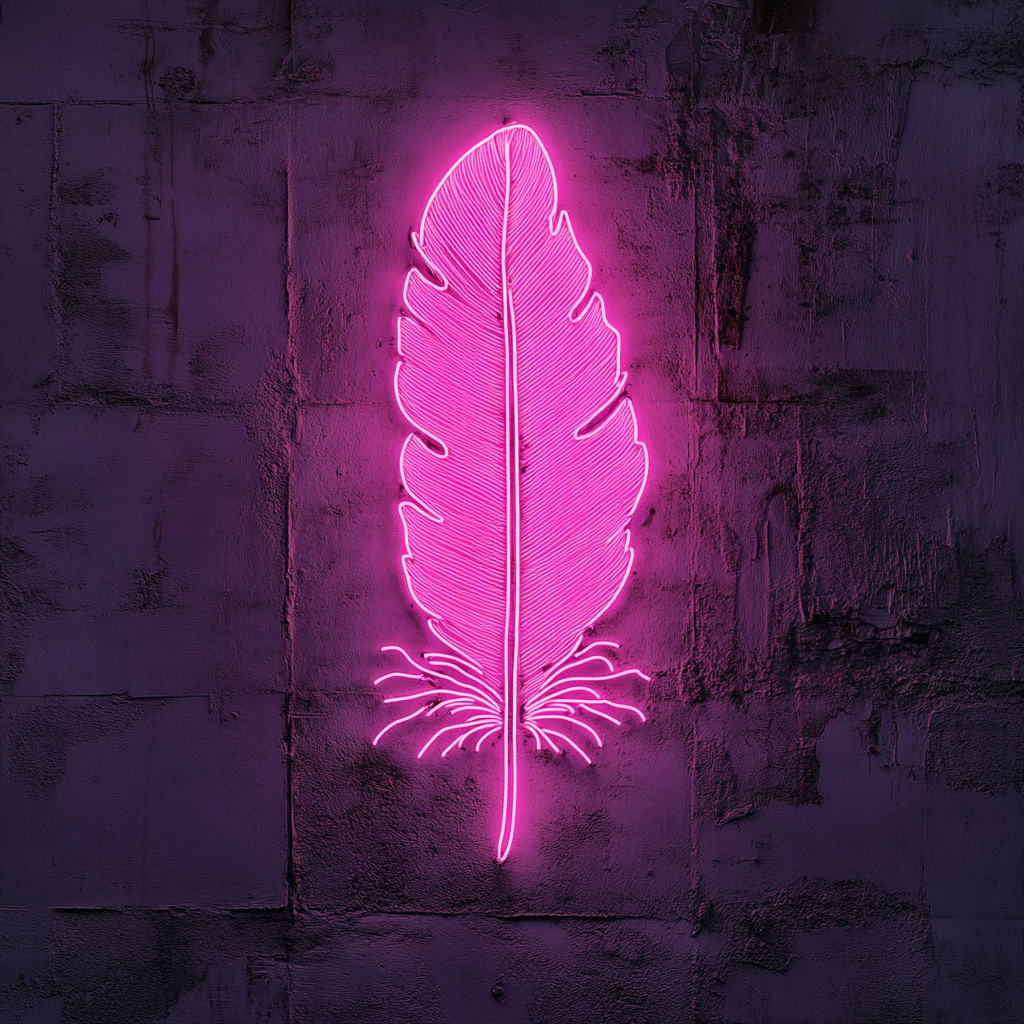 Feather and Bird - Pink Neon Sign, 24 Inches