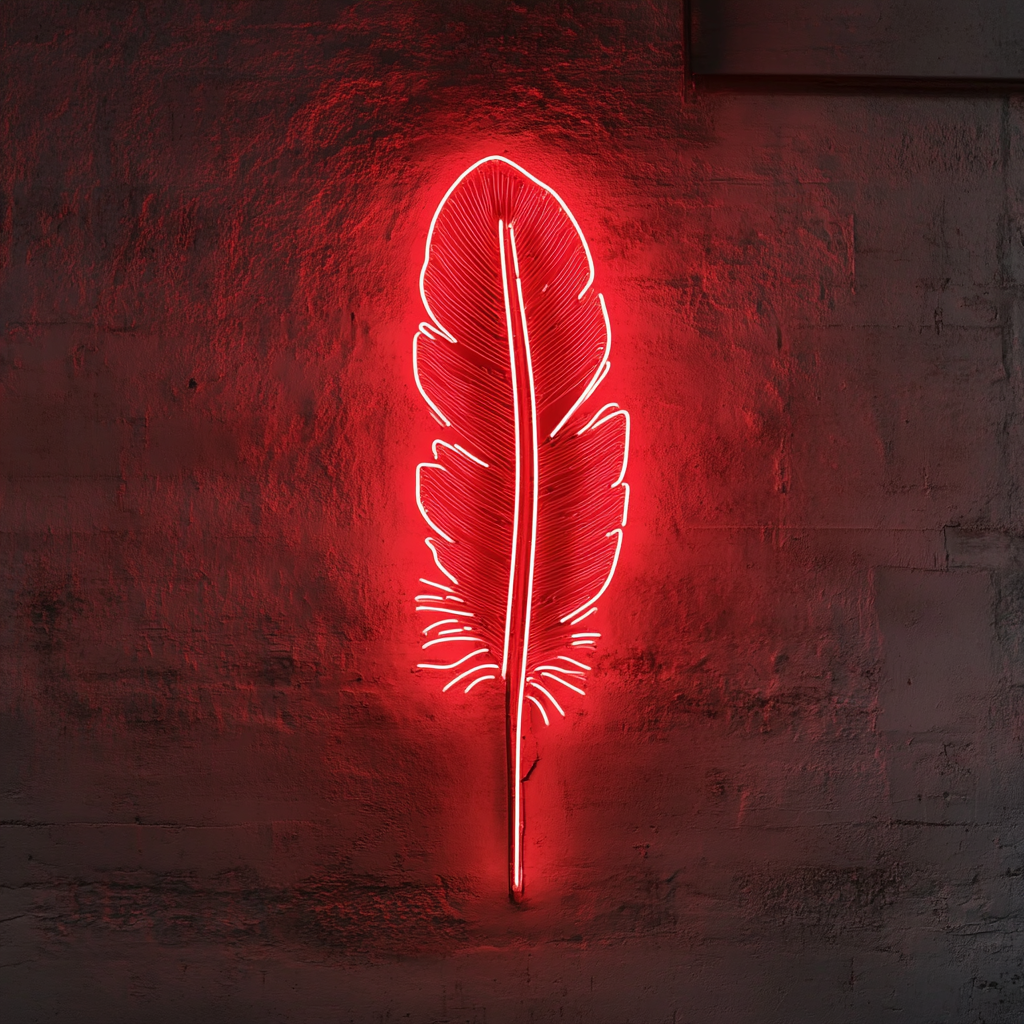 Feather and Bird - Red Neon Sign, 18 Inches