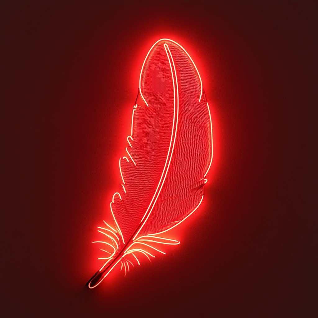 Feather and Bird - Red Neon Sign, 18 Inches