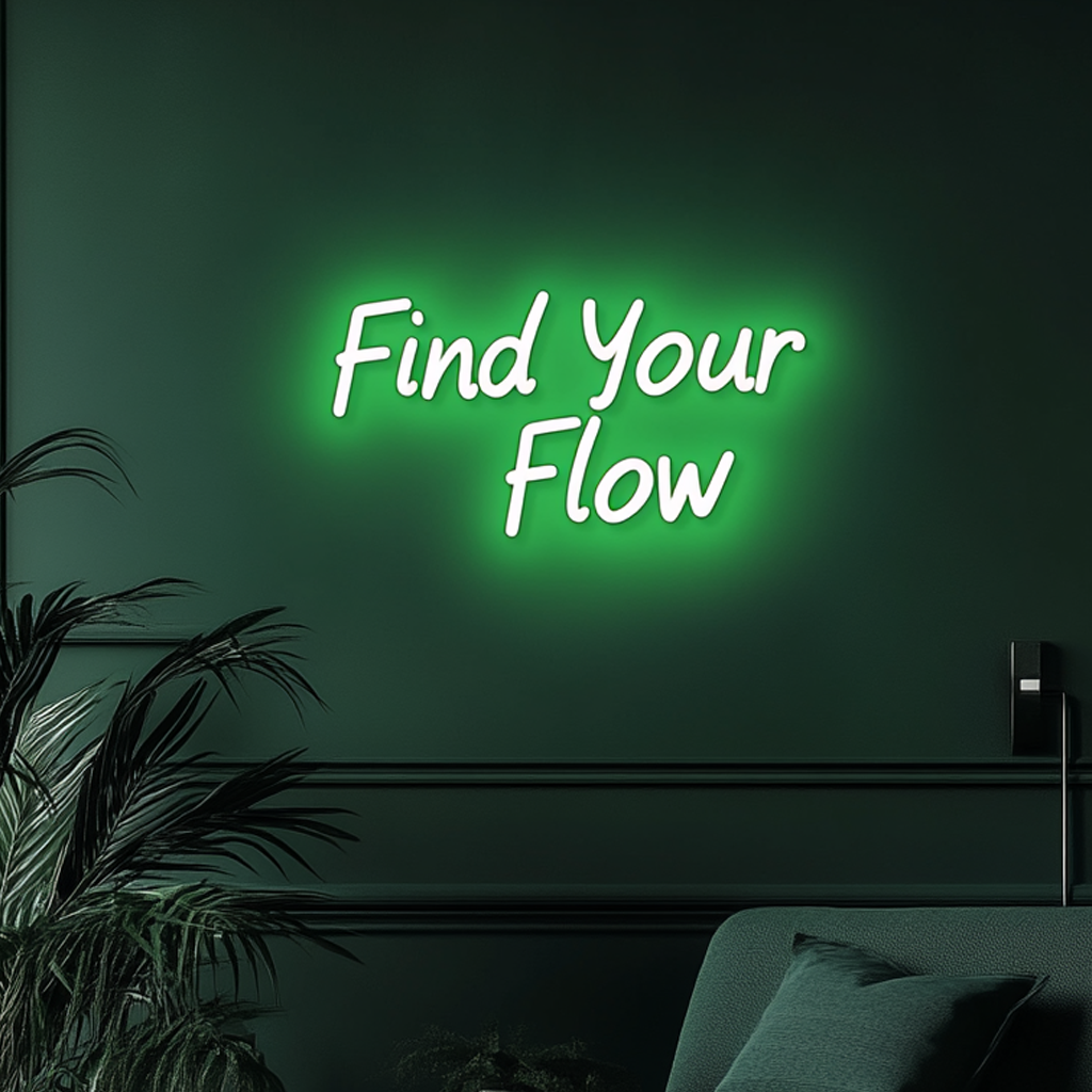 "Find Your Flow" - Green Neon Sign, 24 Inches