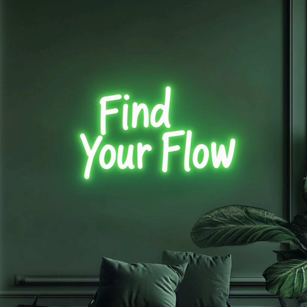 "Find Your Flow" - Green Neon Sign, 24 Inches