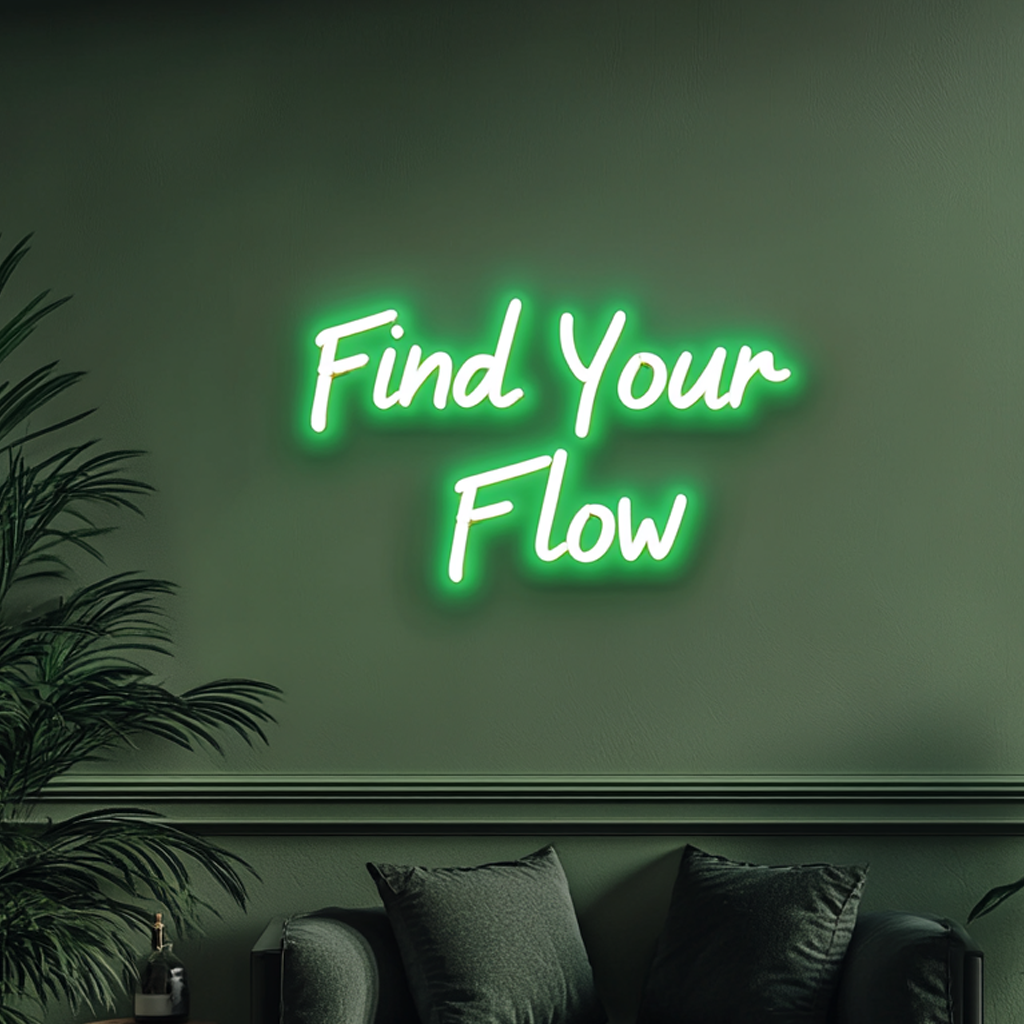 "Find Your Flow" - Green Neon Sign, 24 Inches