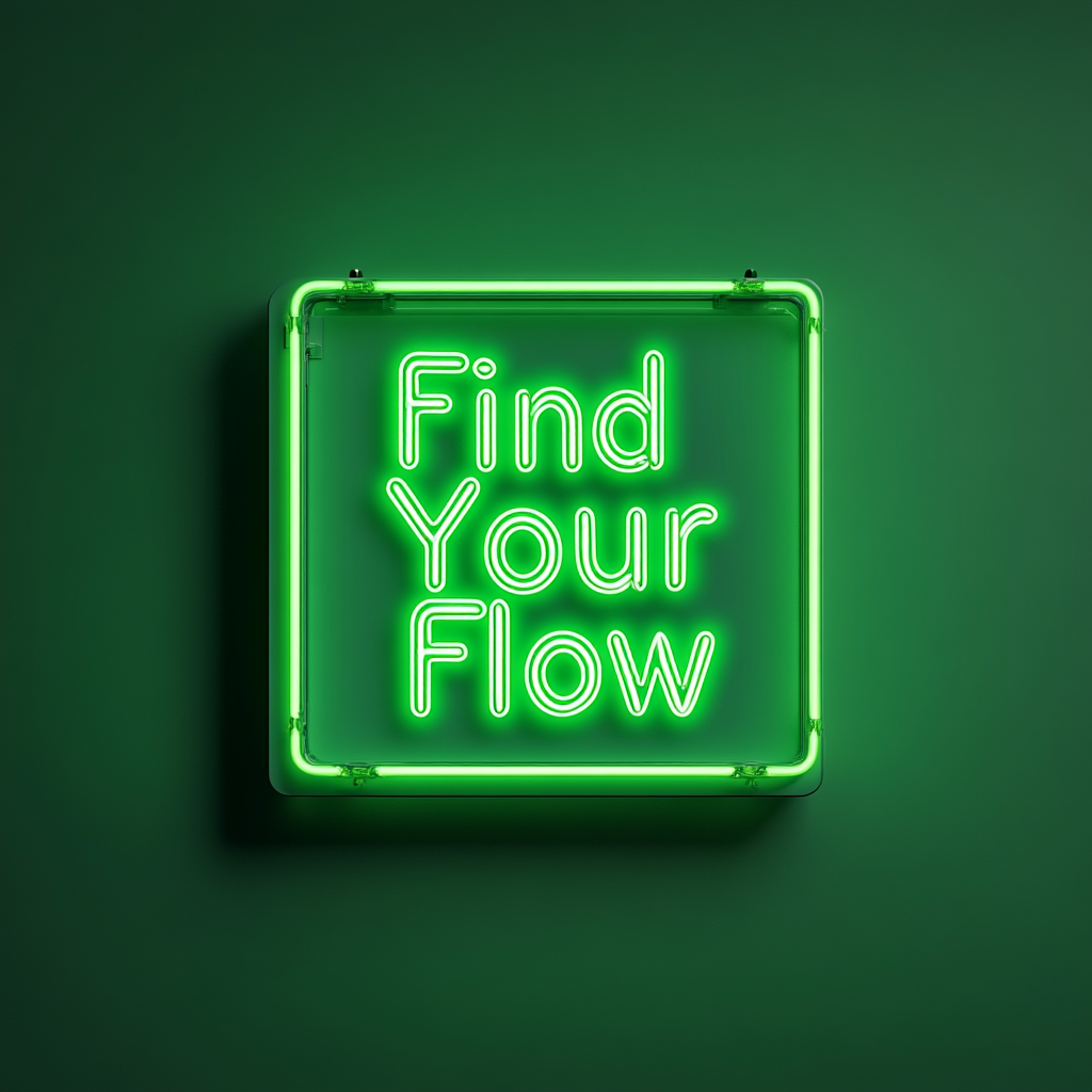 "Find Your Flow" - Green Neon Sign, 24 Inches