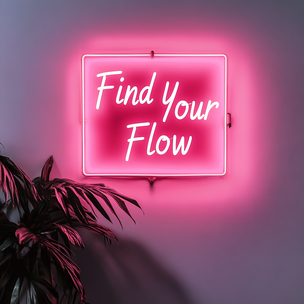 "Find Your Flow" - Pink Neon Sign, 24 Inches
