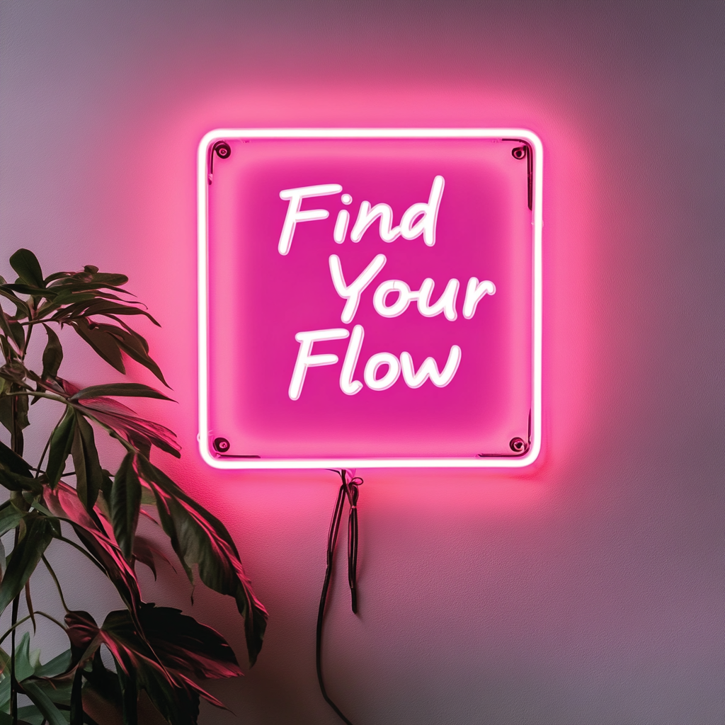 "Find Your Flow" - Pink Neon Sign, 24 Inches