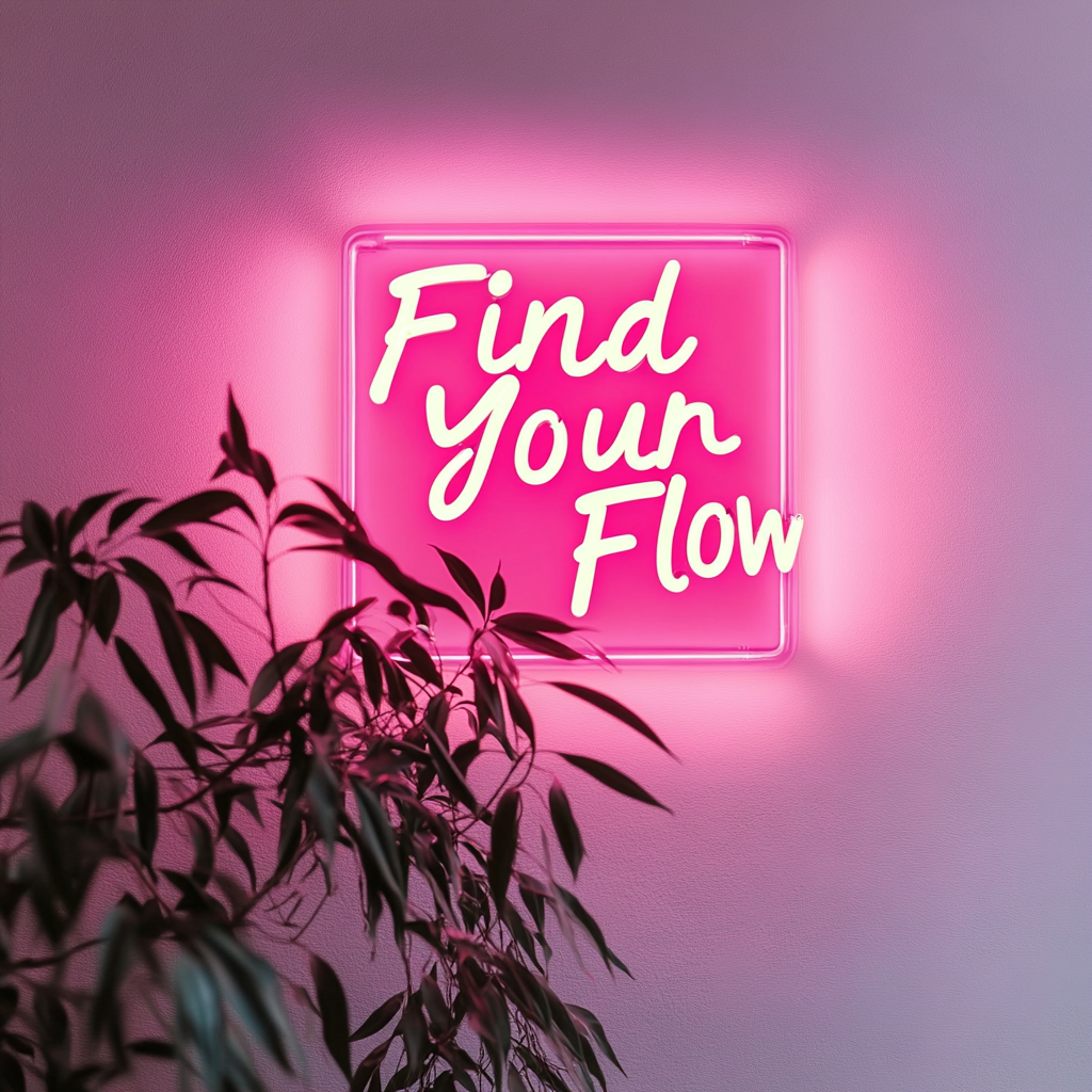"Find Your Flow" - Pink Neon Sign, 24 Inches