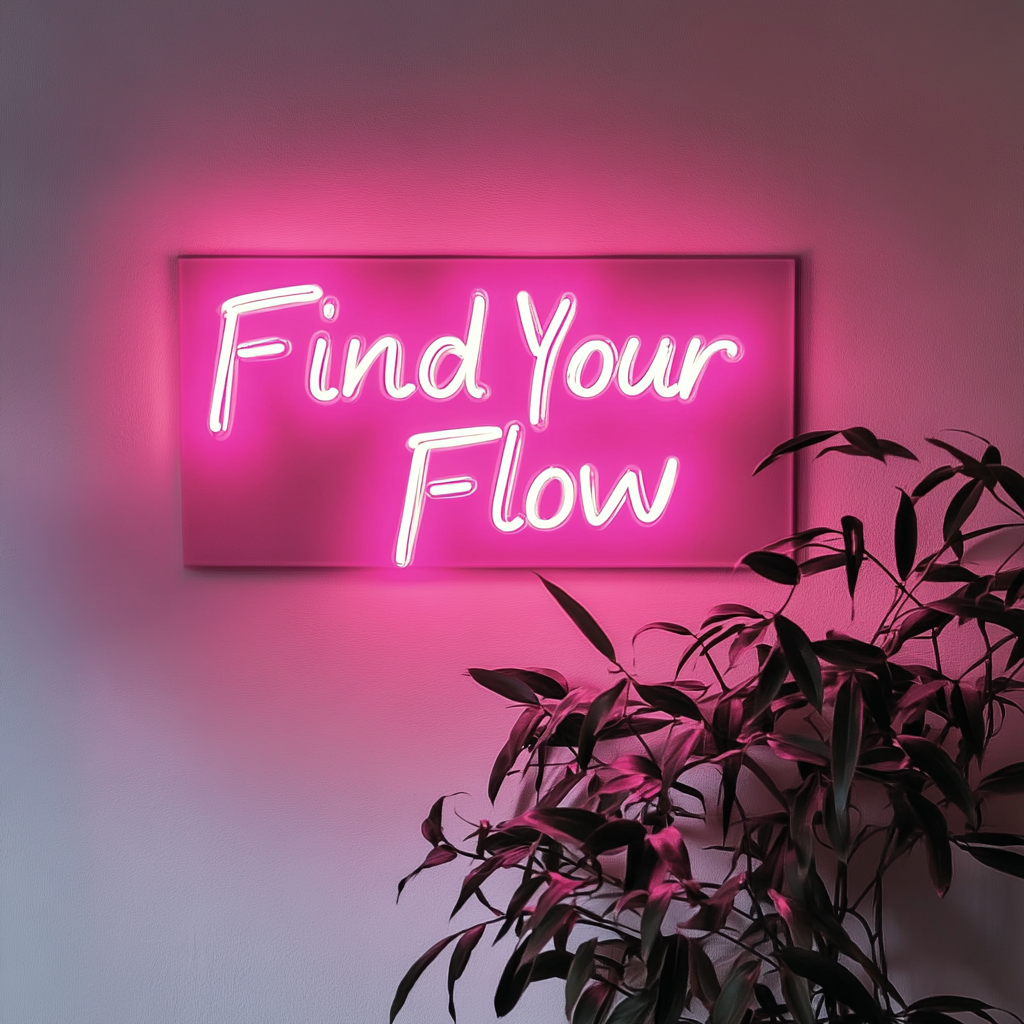 "Find Your Flow" - Pink Neon Sign, 24 Inches