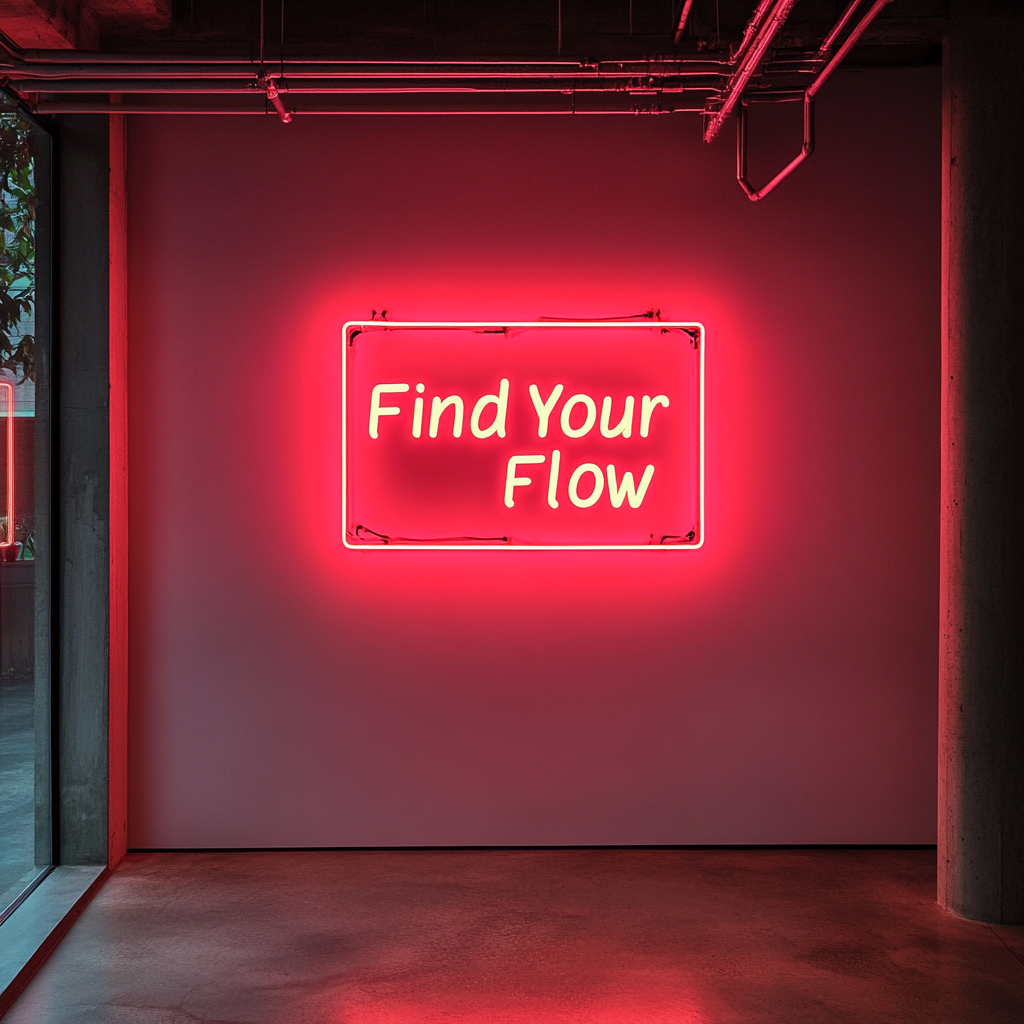 "Find Your Flow" - Red Neon Sign, 24 Inches