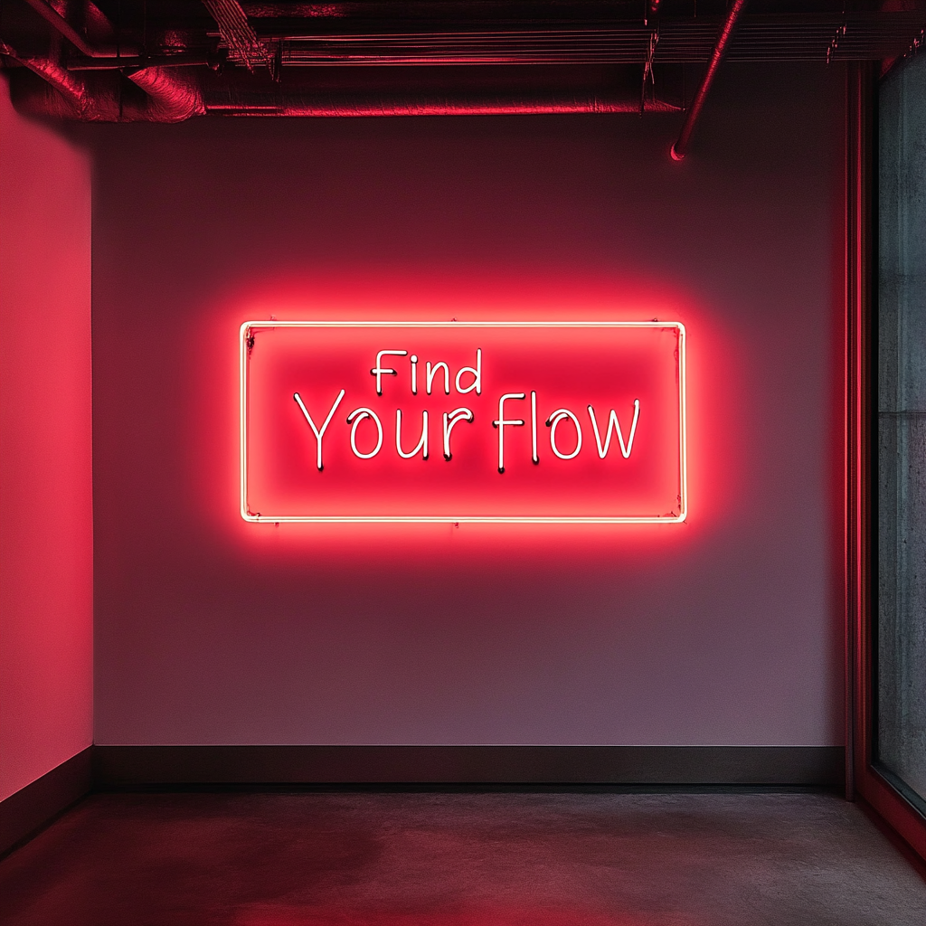 "Find Your Flow" - Red Neon Sign, 24 Inches