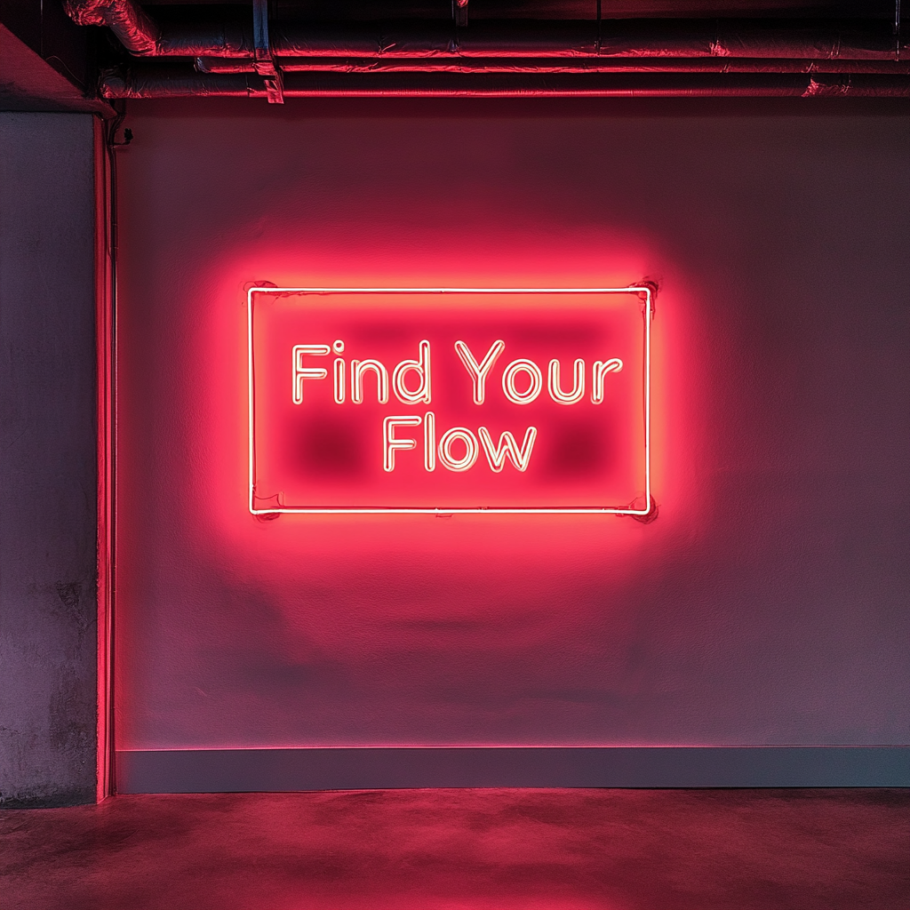 "Find Your Flow" - Red Neon Sign, 24 Inches