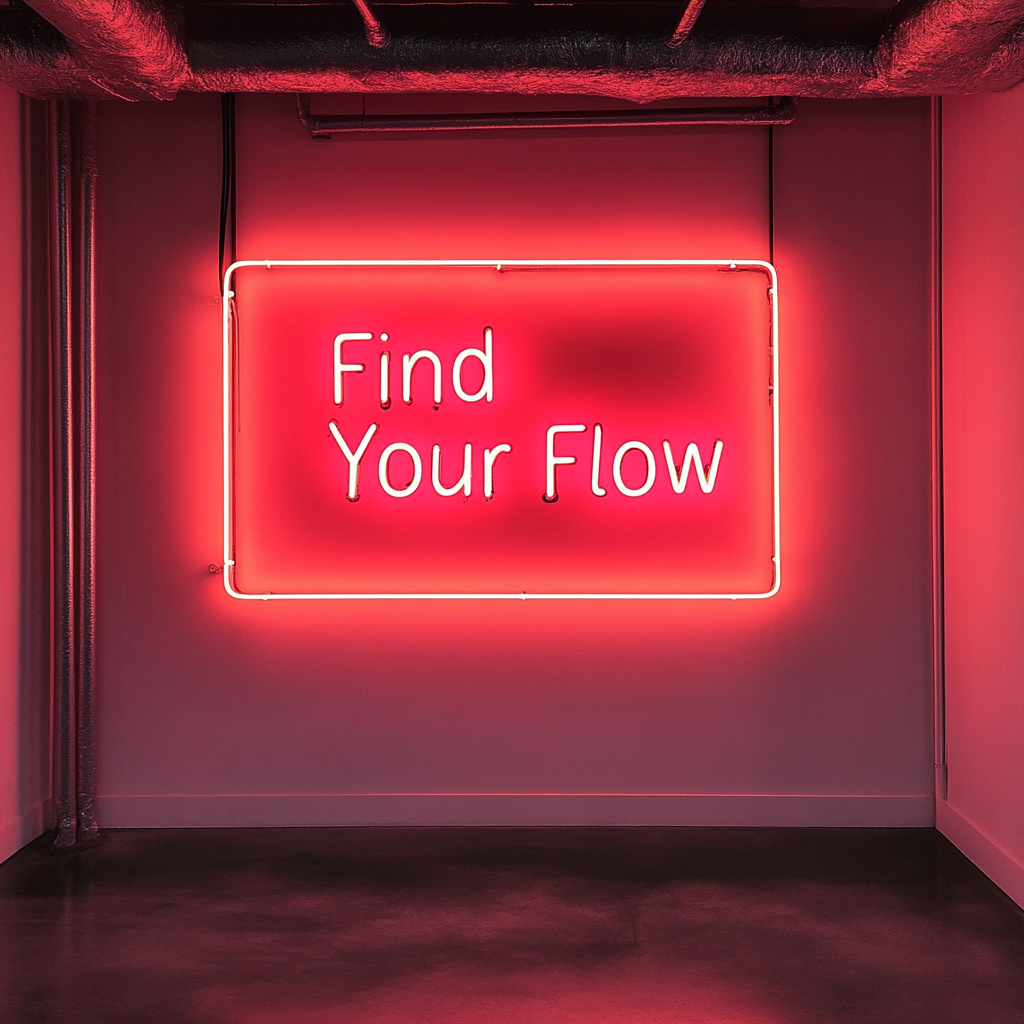 "Find Your Flow" - Red Neon Sign, 24 Inches