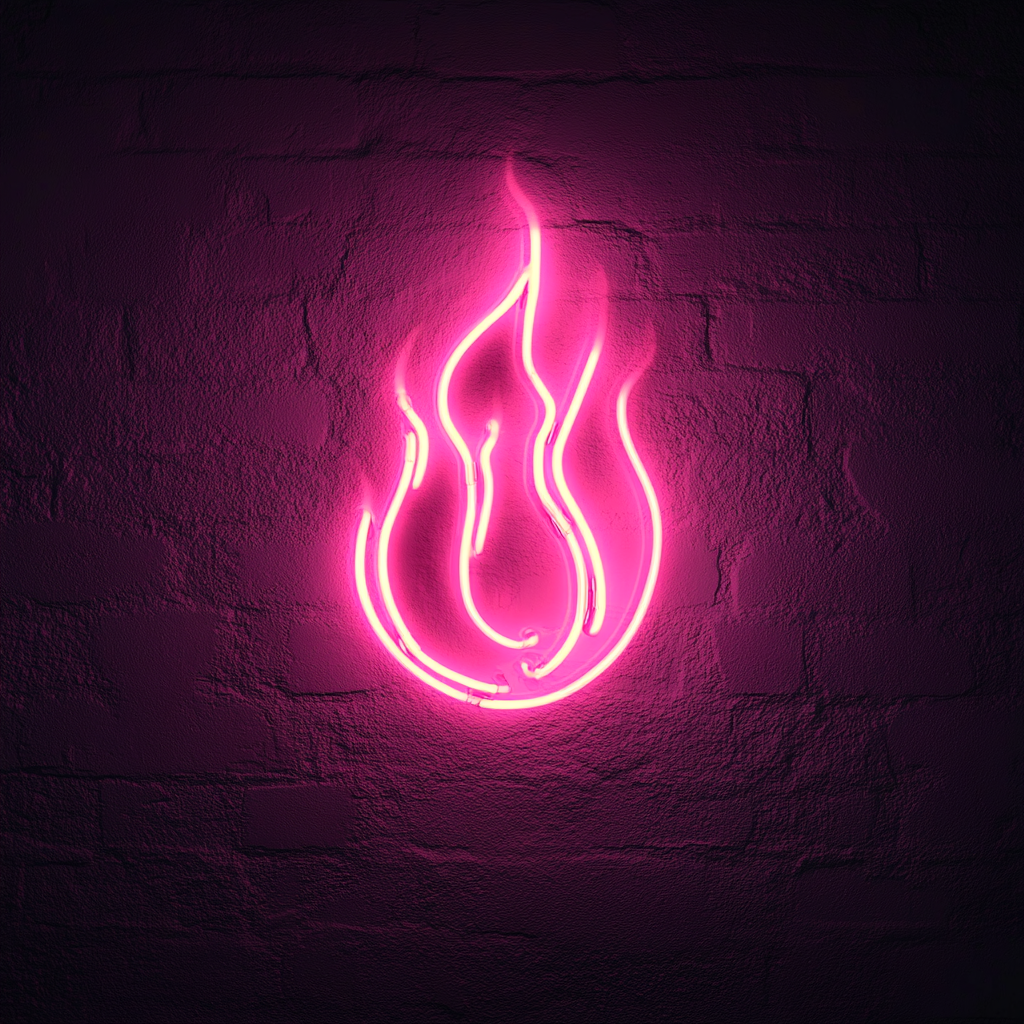 Fire Flames - Pink Neon Sign, 18 Inches