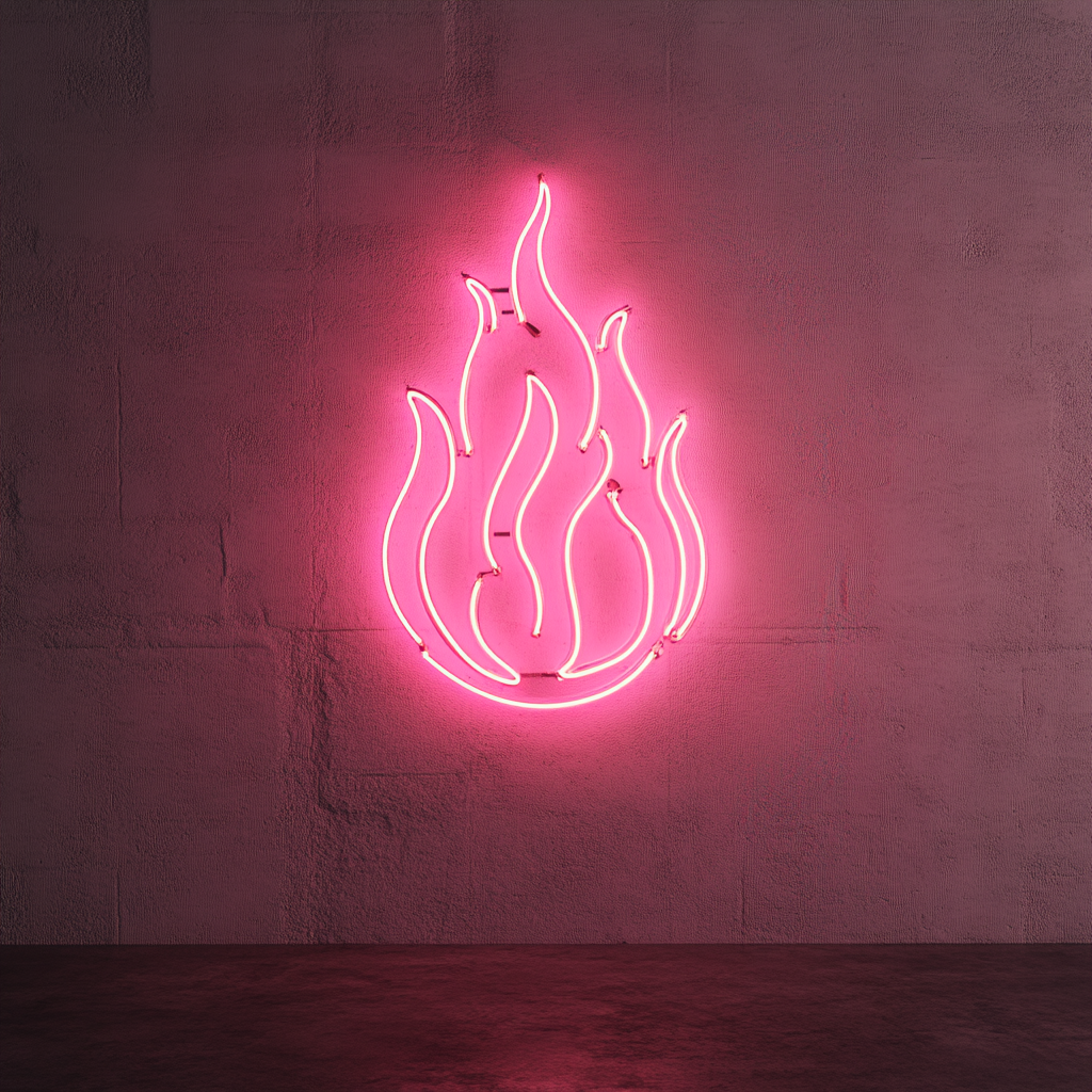 Fire Flames - Pink Neon Sign, 18 Inches