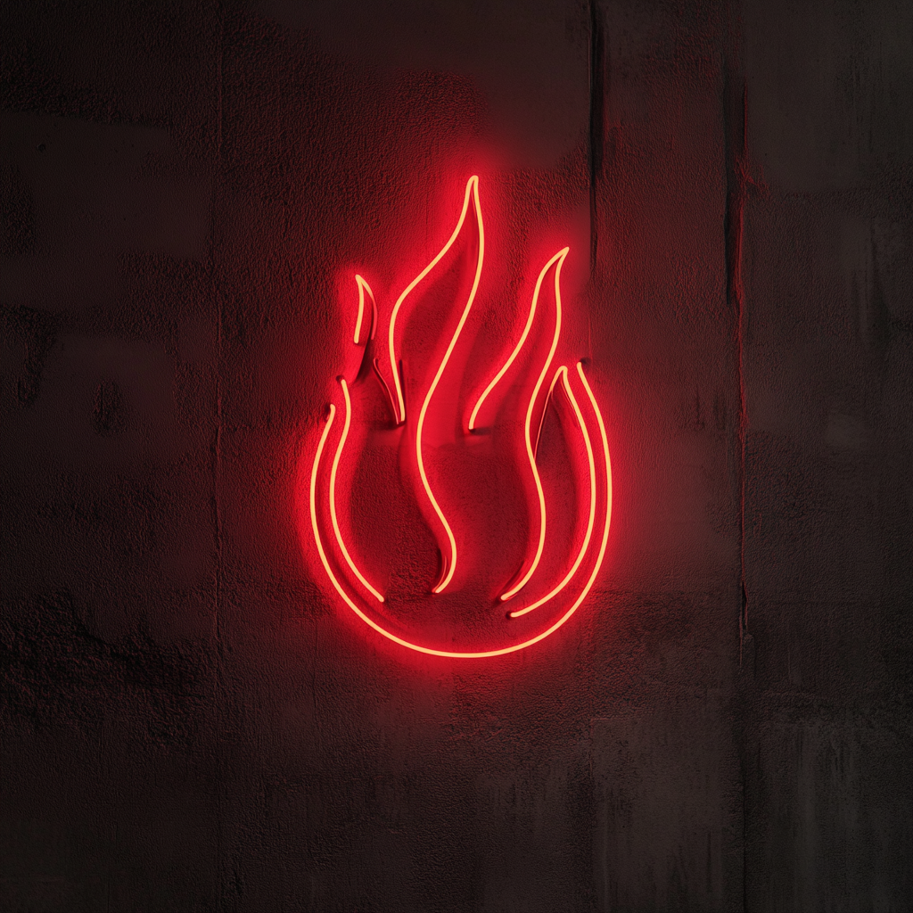 Fire Flames - Red Neon Sign, 18 Inches