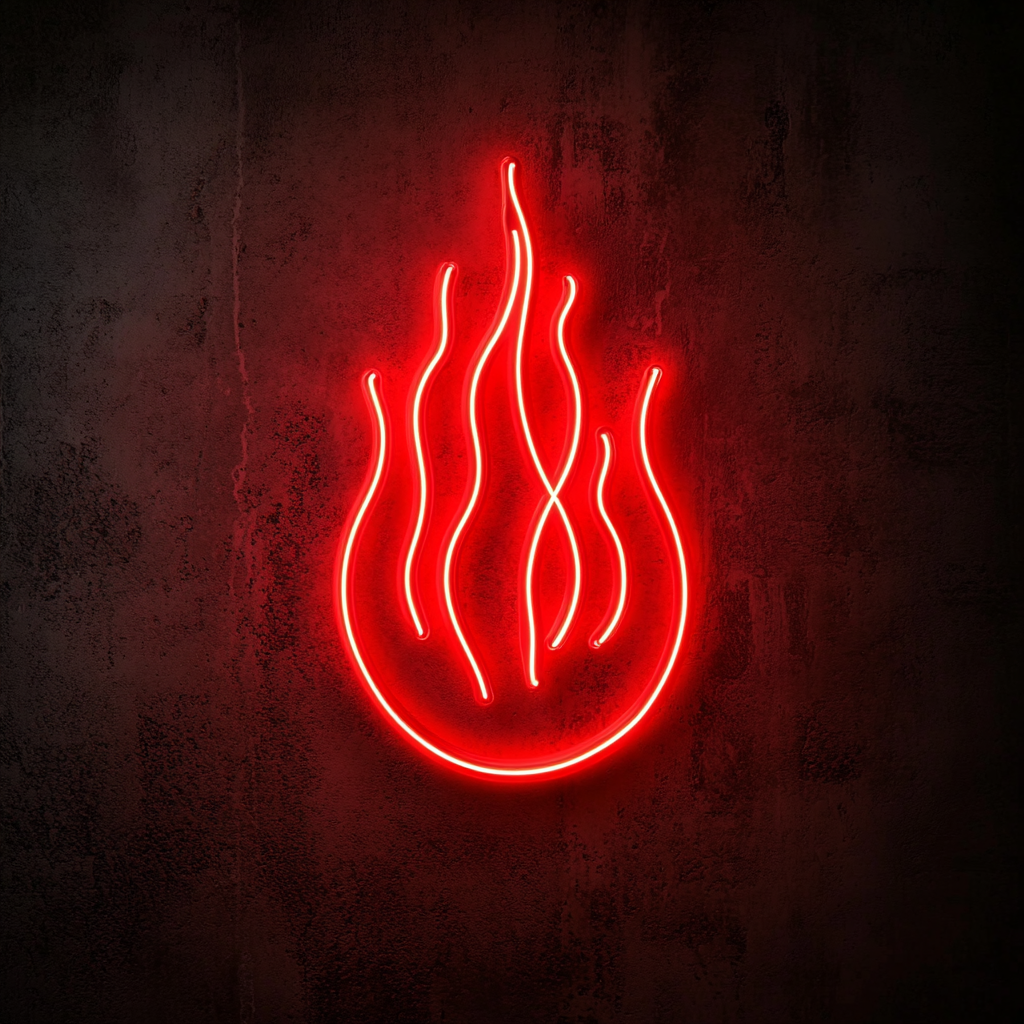 Fire Flames - Red Neon Sign, 18 Inches