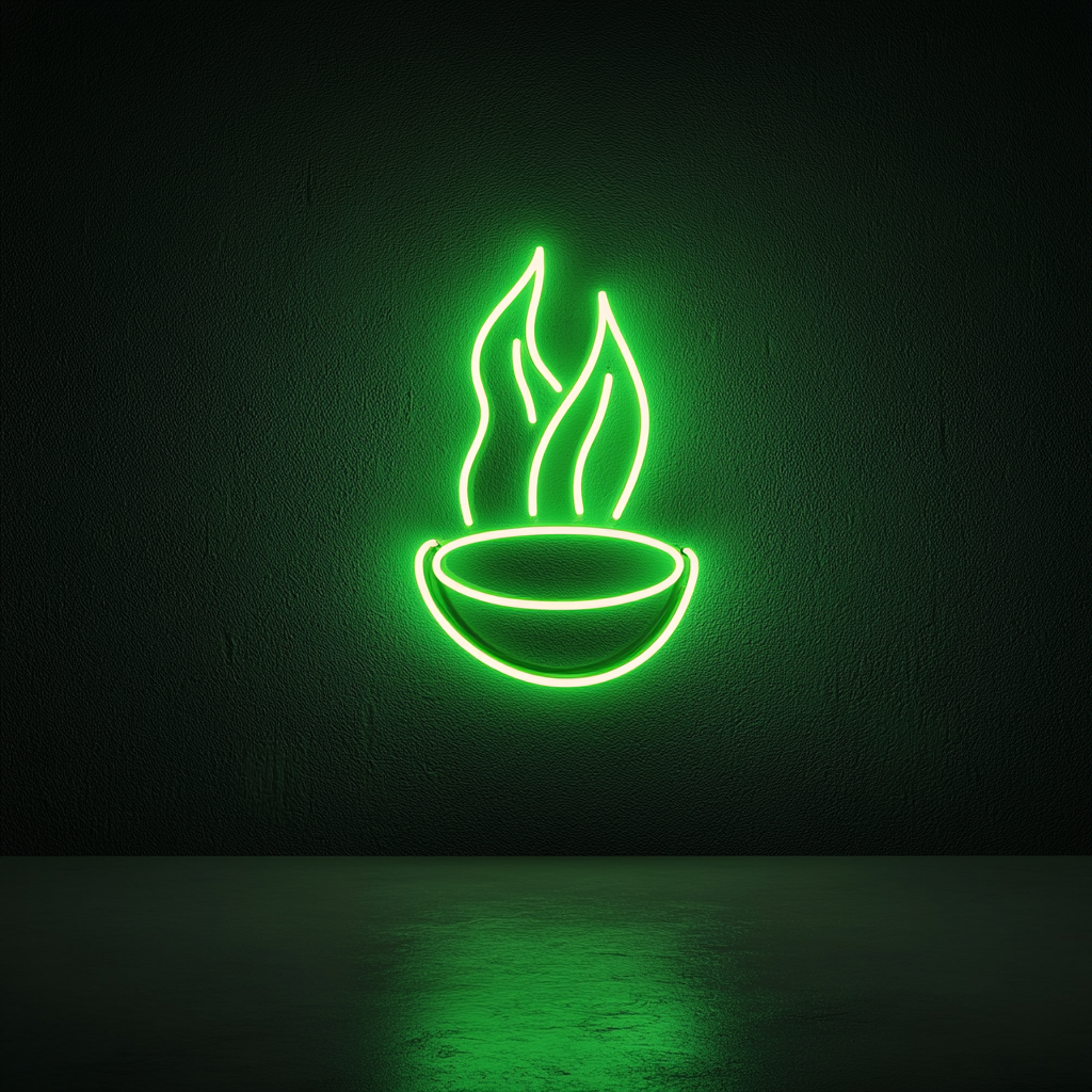 Fire Pit - Green Neon Sign, 24 Inches