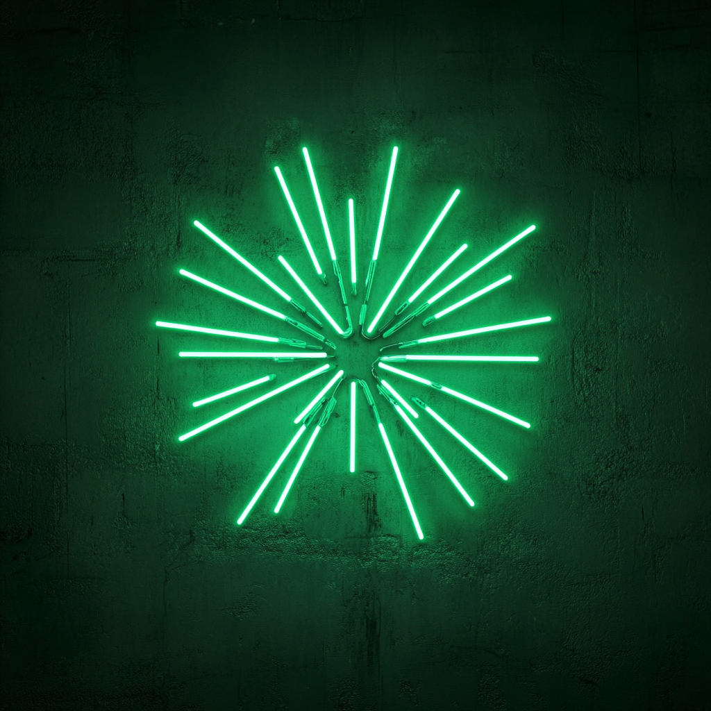 Firework Burst - Green Neon Sign, 18 Inches